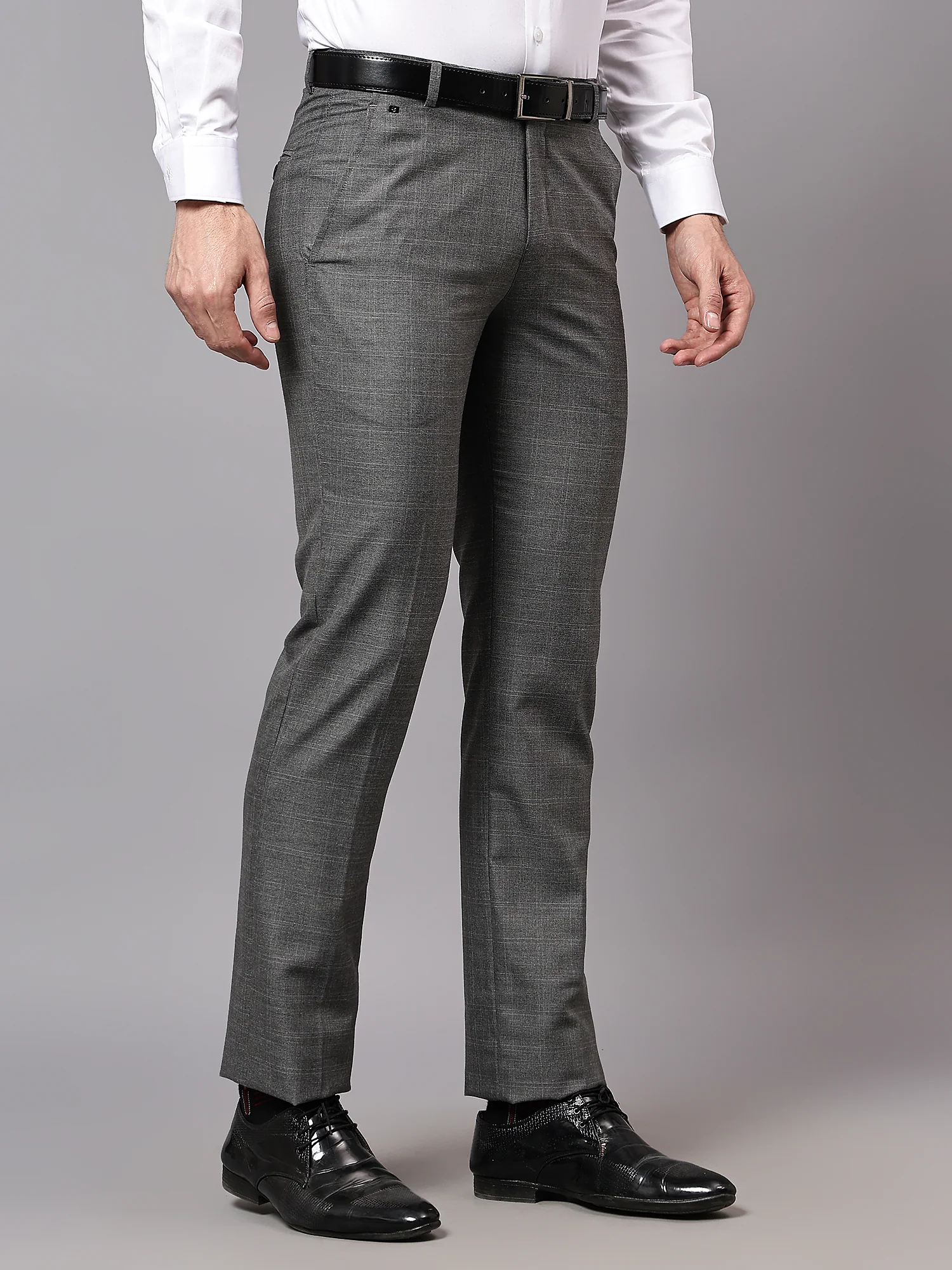Formal Trouser for Men | Breathable & Soft with Color Fastness Regular Fit Poly Viscose Fabric Checkered Pattern Hook & Eye Closure - Image 3