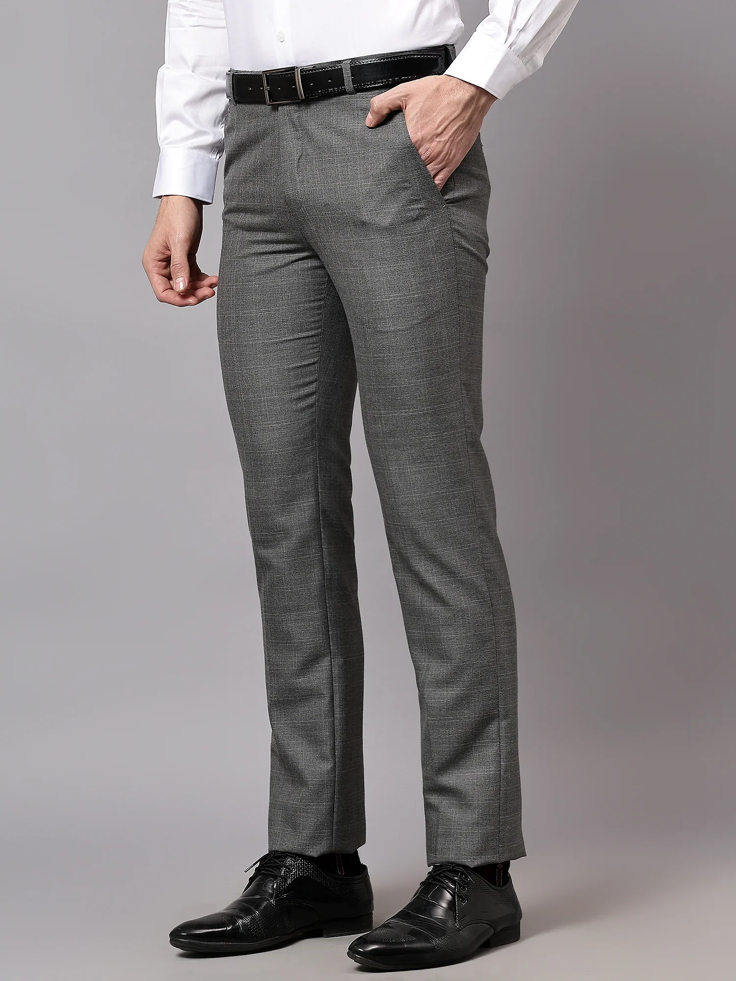 Formal Trouser for Men | Breathable & Soft with Color Fastness Regular Fit Poly Viscose Fabric Checkered Pattern Hook & Eye Closure - Image 4