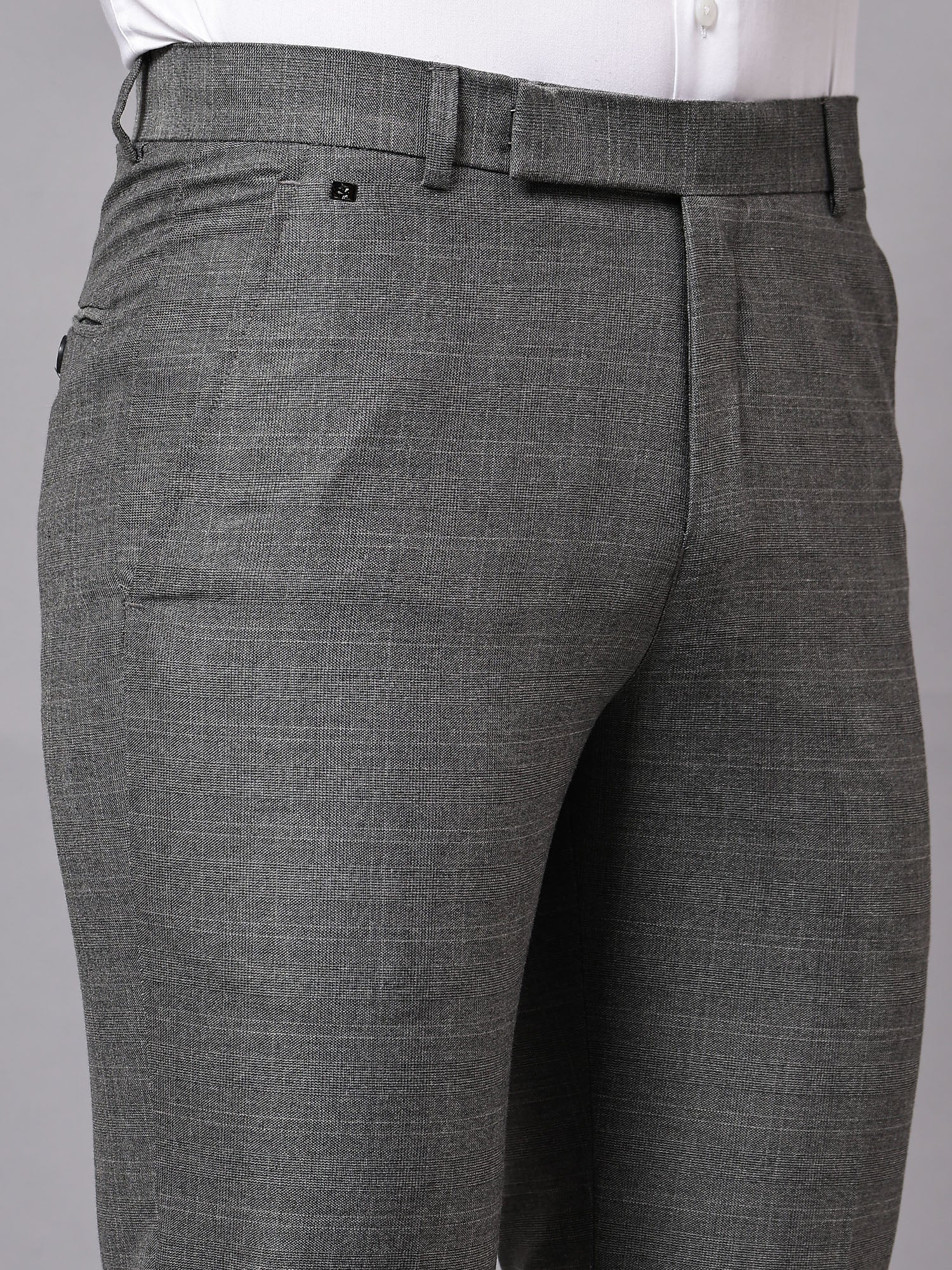 Formal Trouser for Men | Breathable & Soft with Color Fastness Regular Fit Poly Viscose Fabric Checkered Pattern Hook & Eye Closure - Image 5