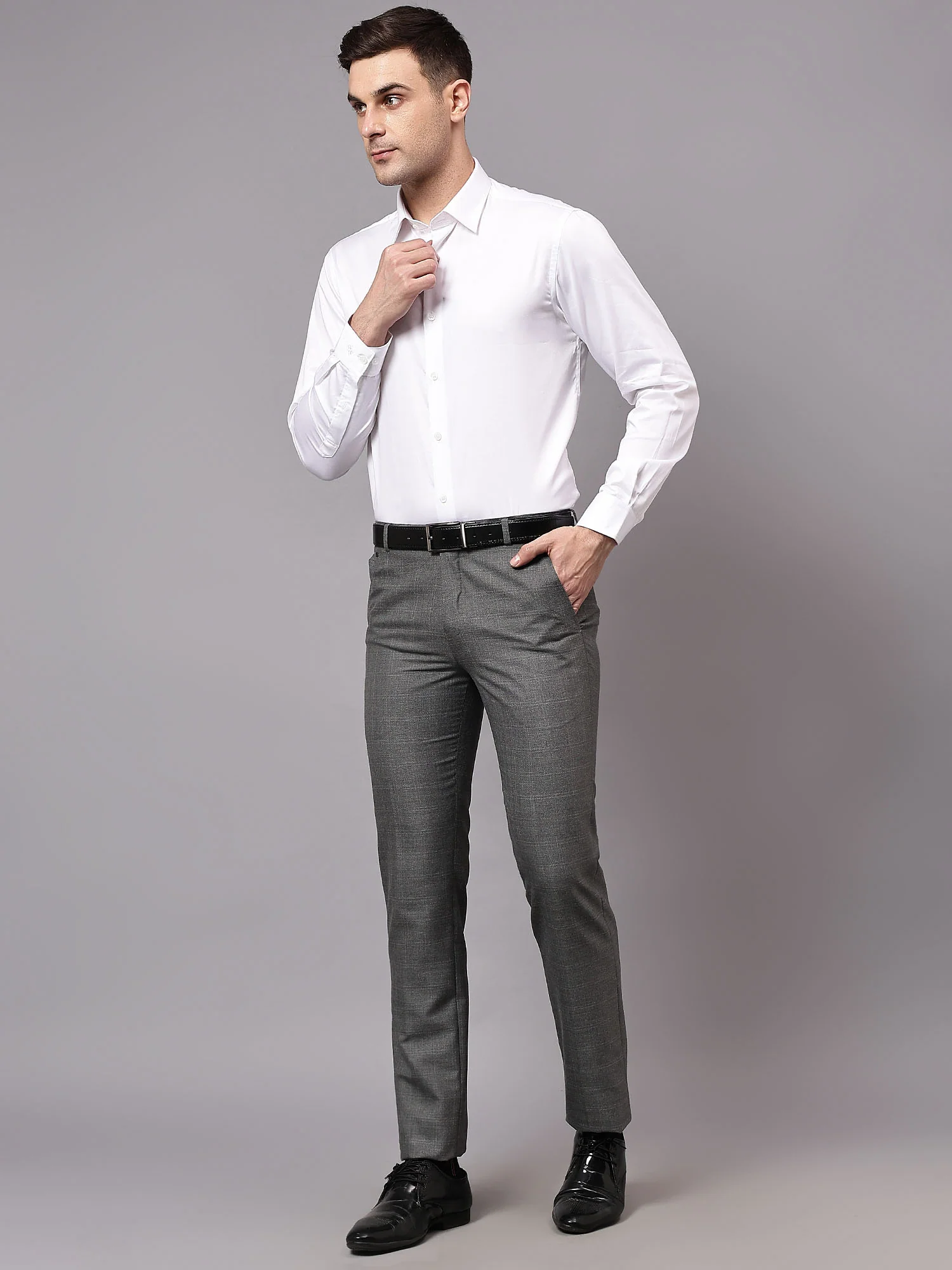 Formal Trouser for Men | Breathable & Soft with Color Fastness Regular Fit Poly Viscose Fabric Checkered Pattern Hook & Eye Closure - Image 6