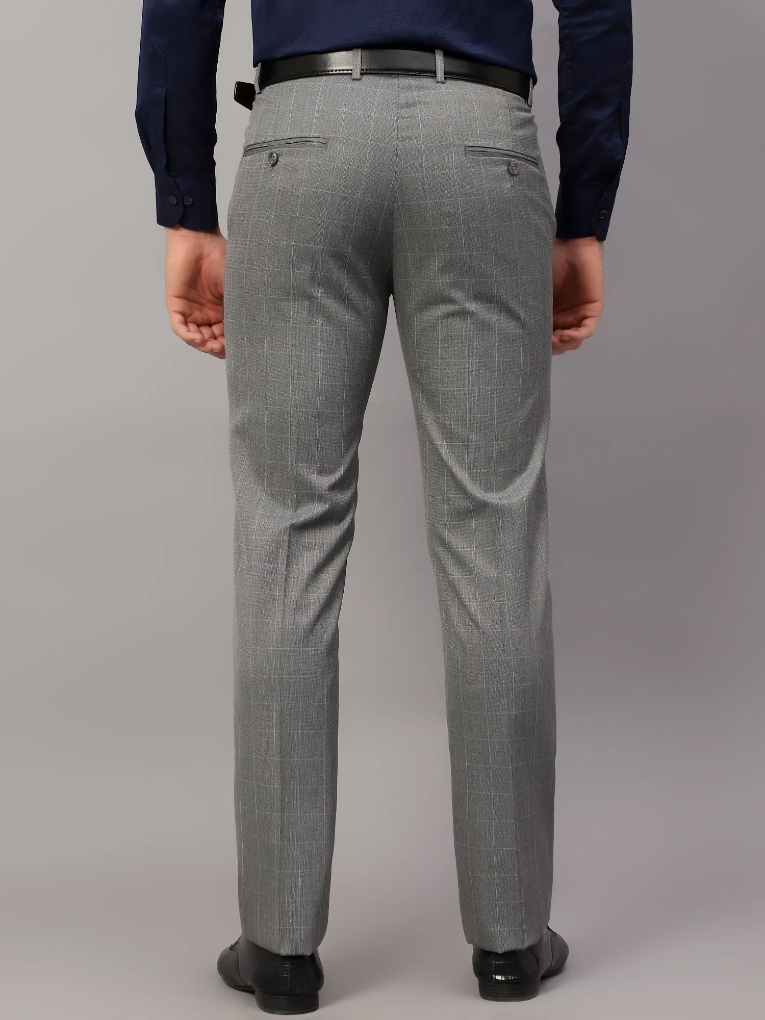 Formal Trouser for Men | Breathable & Soft with Color Fastness Regular Fit Poly Viscose Fabric Checkered Pattern Hook & Eye Closure - Image 2