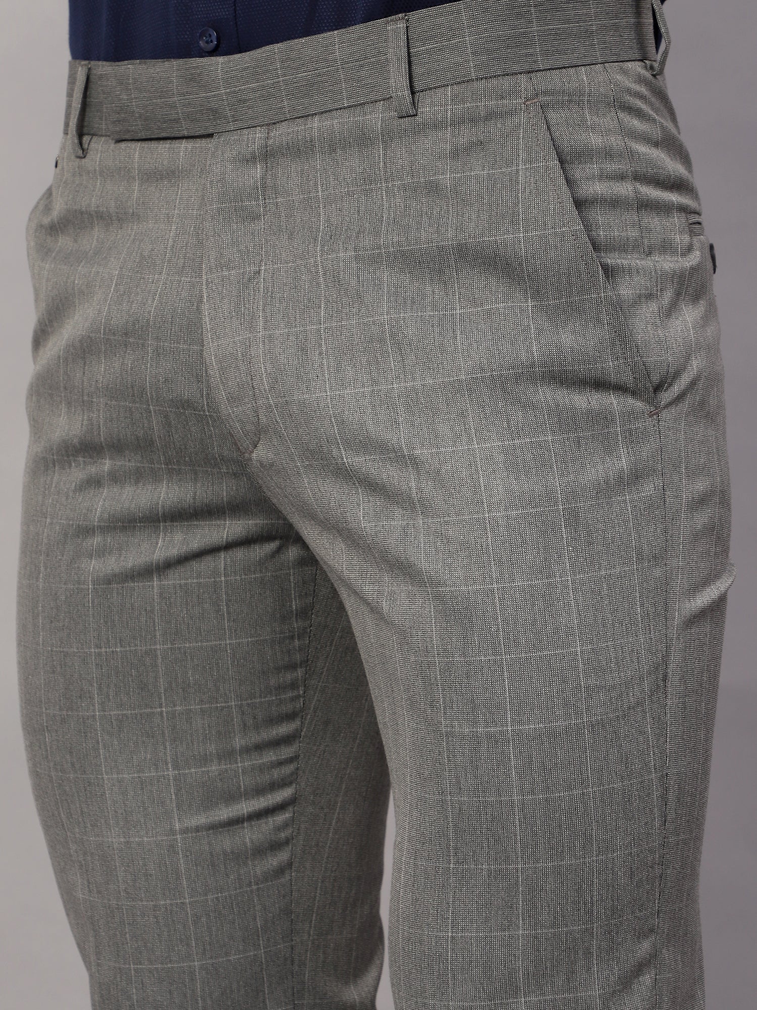 Formal Trouser for Men | Breathable & Soft with Color Fastness Regular Fit Poly Viscose Fabric Checkered Pattern Hook & Eye Closure - Image 5