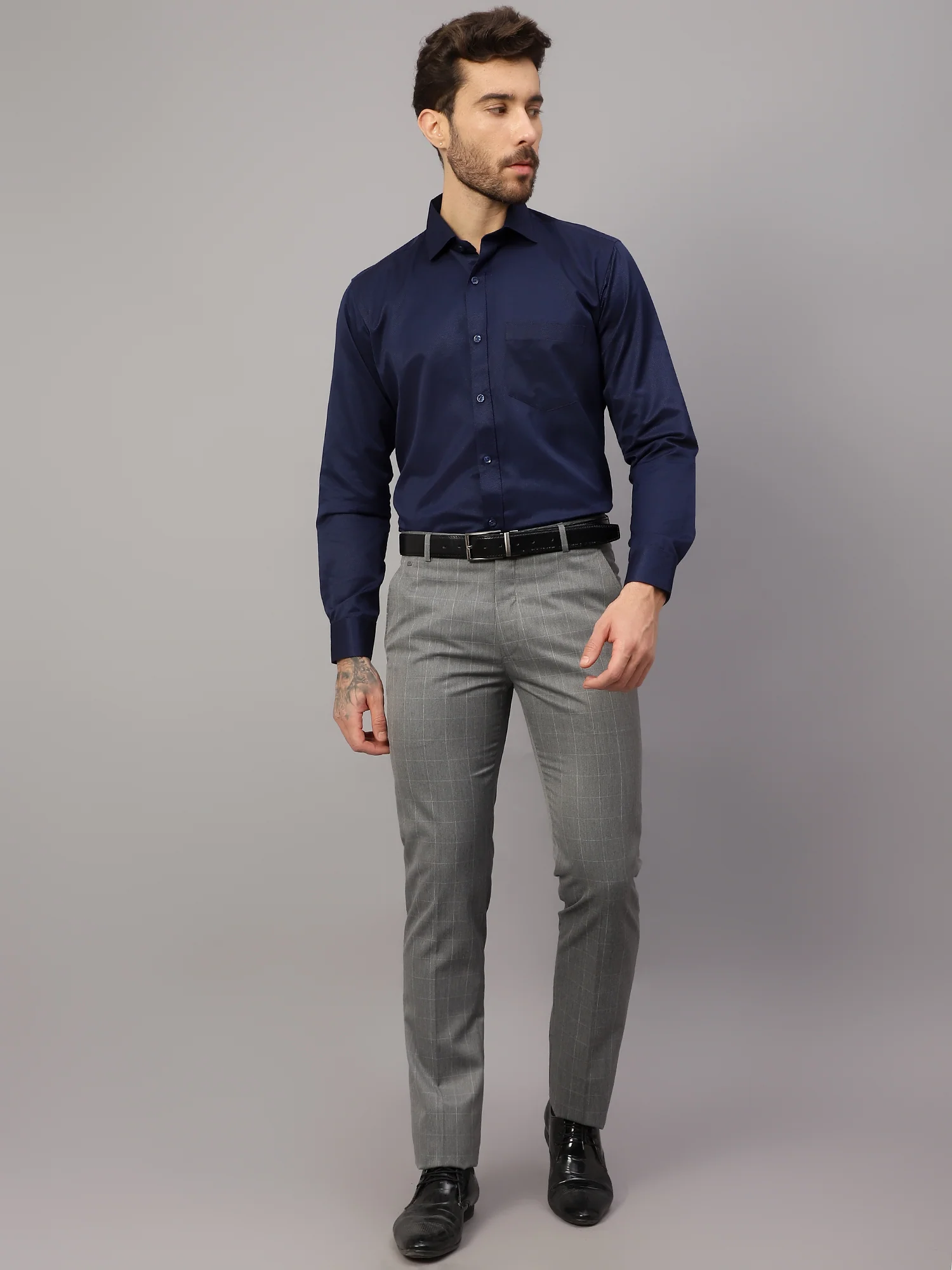 Formal Trouser for Men | Breathable & Soft with Color Fastness Regular Fit Poly Viscose Fabric Checkered Pattern Hook & Eye Closure - Image 6