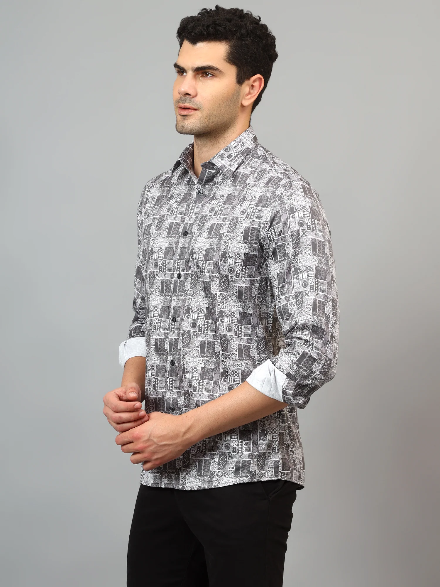 Formal Shirt for Men l Breathable & Soft with Color Fastness Regular Fit Spread Collar Neck Cotton Fabric Printed Pattern - Image 4