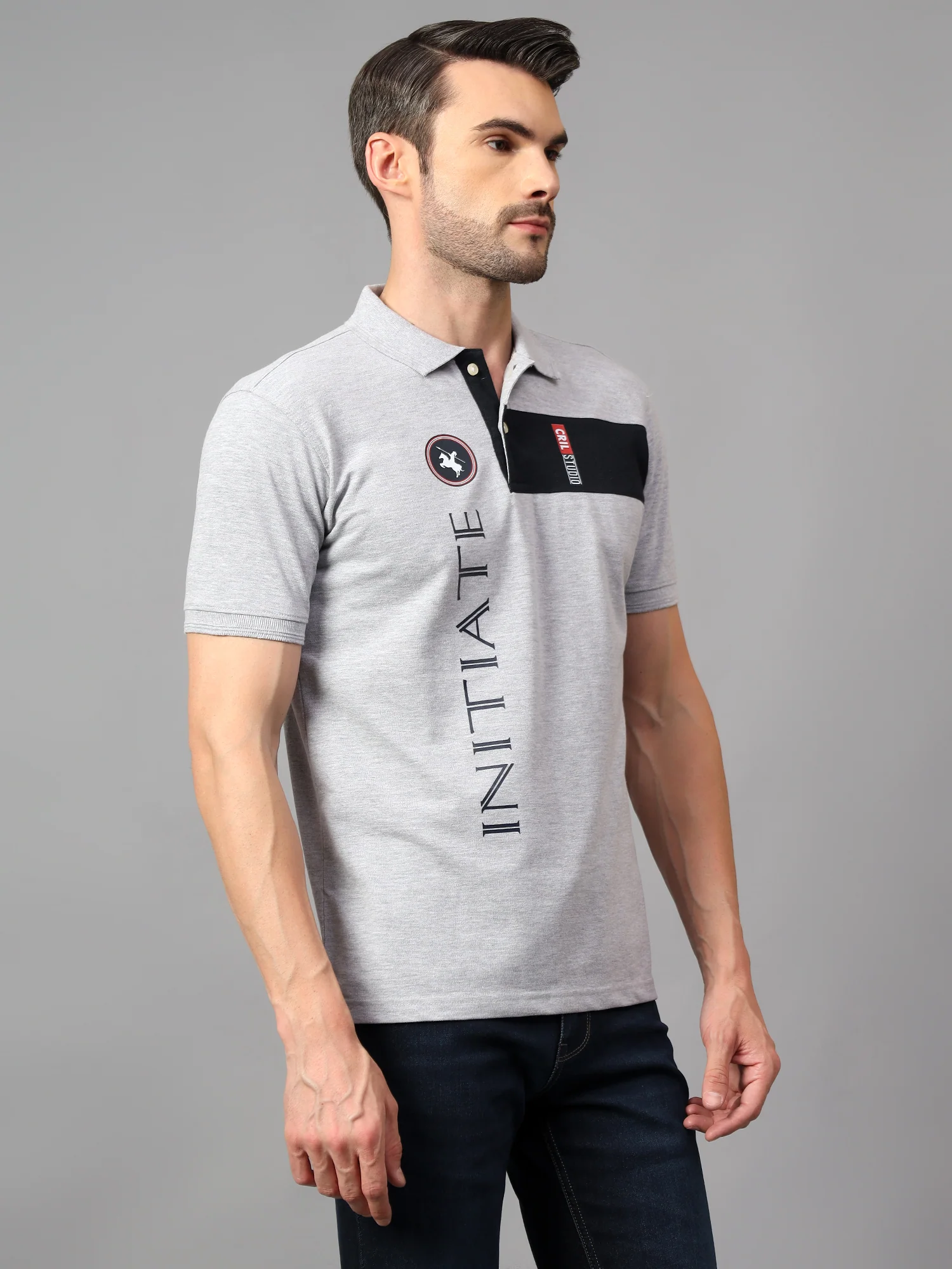 T-Shirt for Men | Breathable & Soft with Color Fastness Regular Fit Polo Neck Poly Cotton Fabric Printed Pattern - Image 3