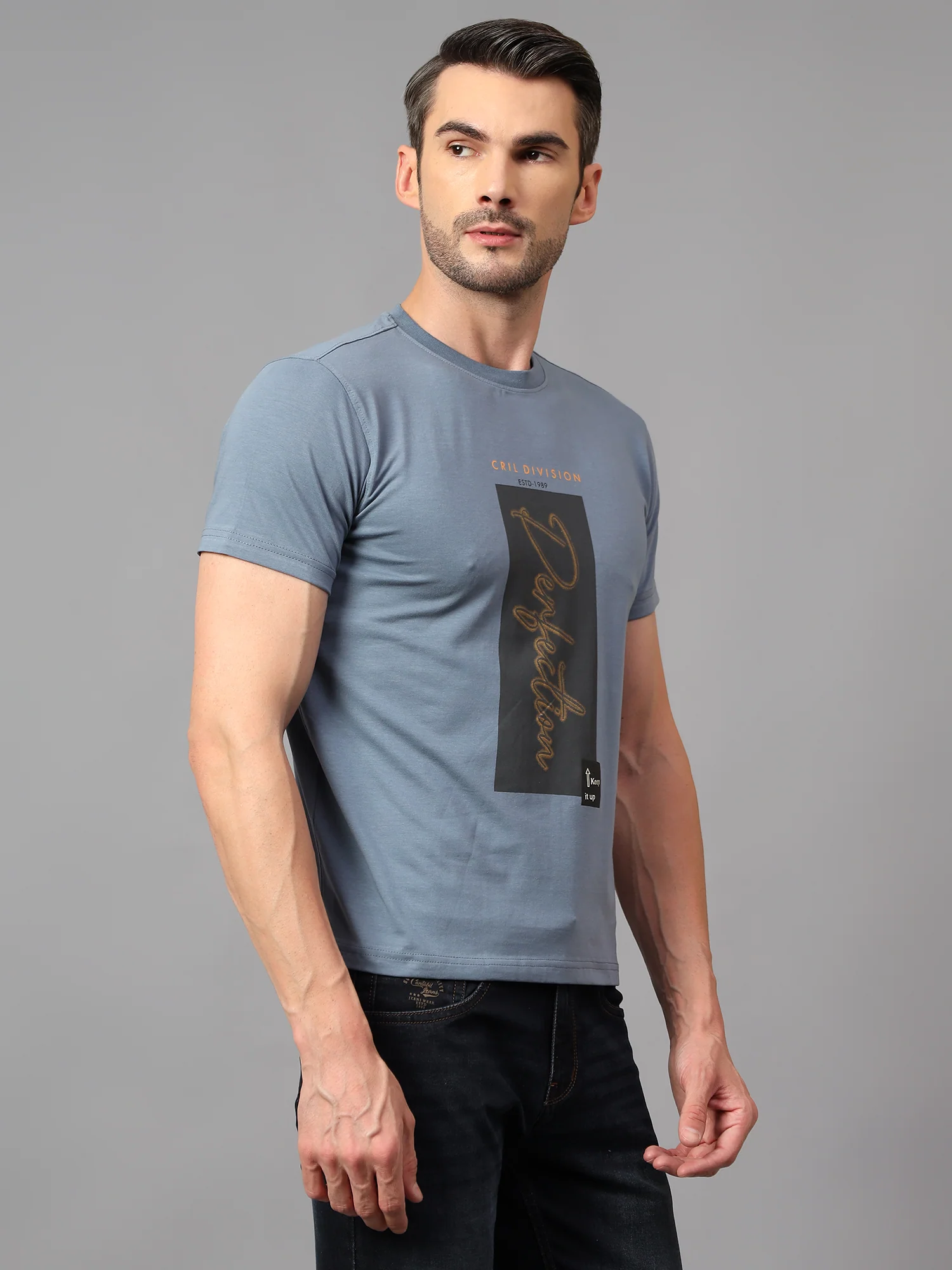 T-Shirt for Men | Breathable & Soft with Color Fastness Regular Fit Round Neck Cotton Blend Fabric Printed Pattern - Image 3