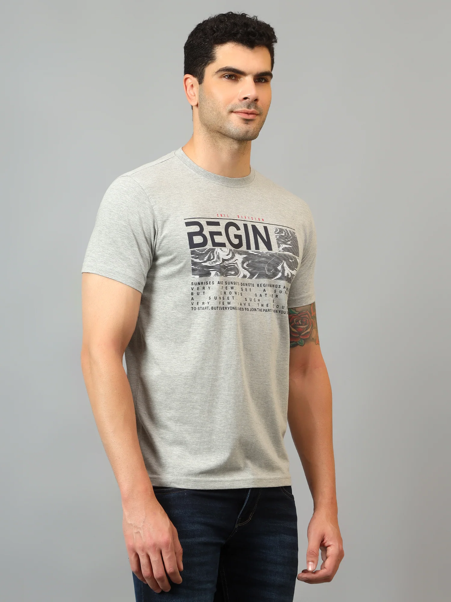 T-Shirt for Men | Breathable & Soft with Color Fastness Regular Fit Round Neck Poly Cotton Fabric Printed Pattern - Image 3