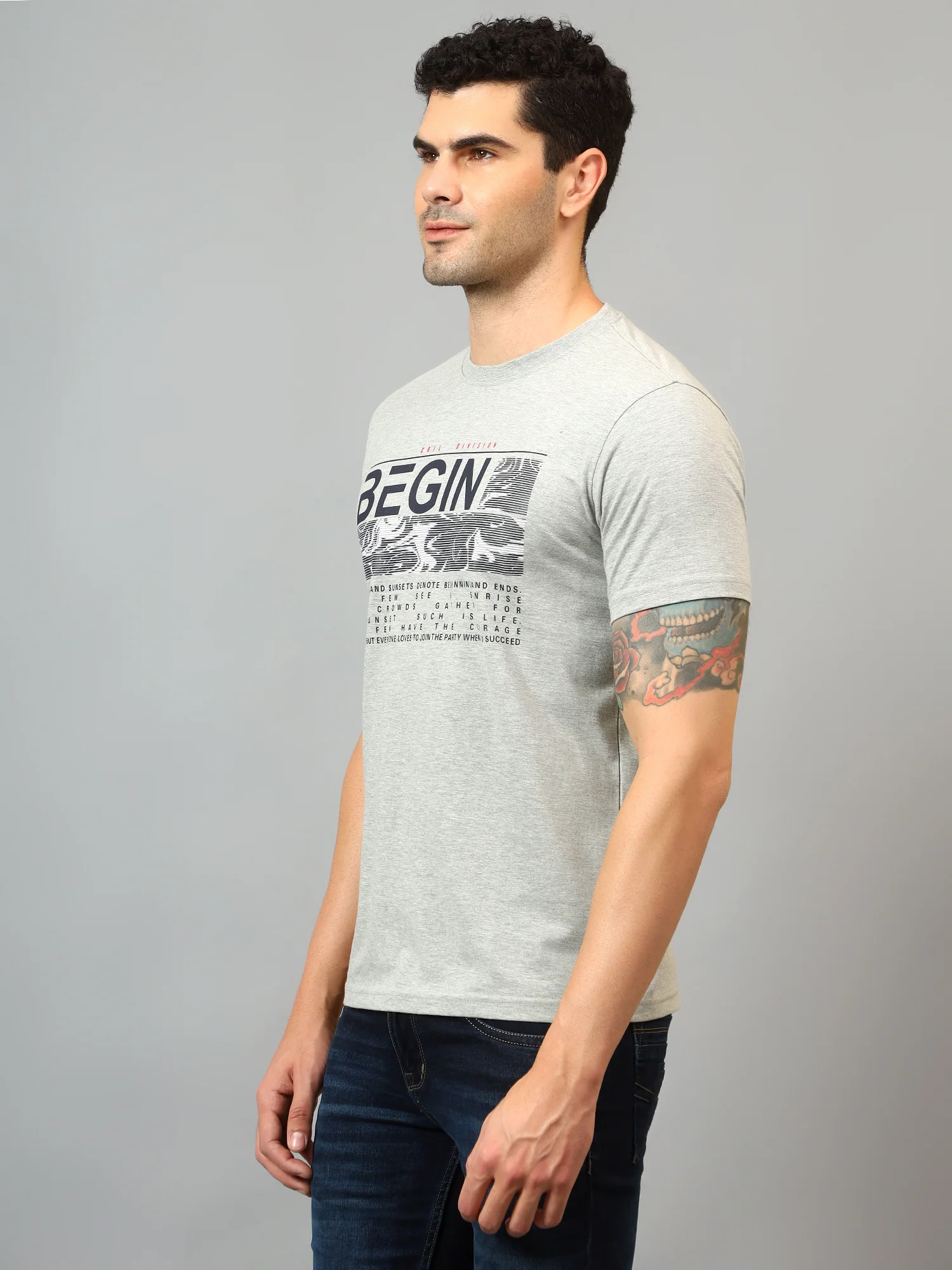T-Shirt for Men | Breathable & Soft with Color Fastness Regular Fit Round Neck Poly Cotton Fabric Printed Pattern - Image 4