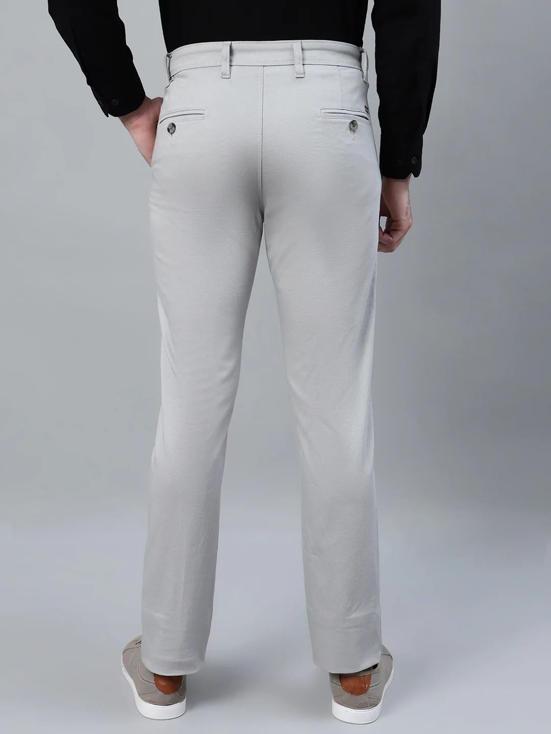 Casual Trouser for Men | Breathable & Soft with Color Fastness Regular Fit Cotton Blend Fabric Solid Pattern Button Closure - Image 2