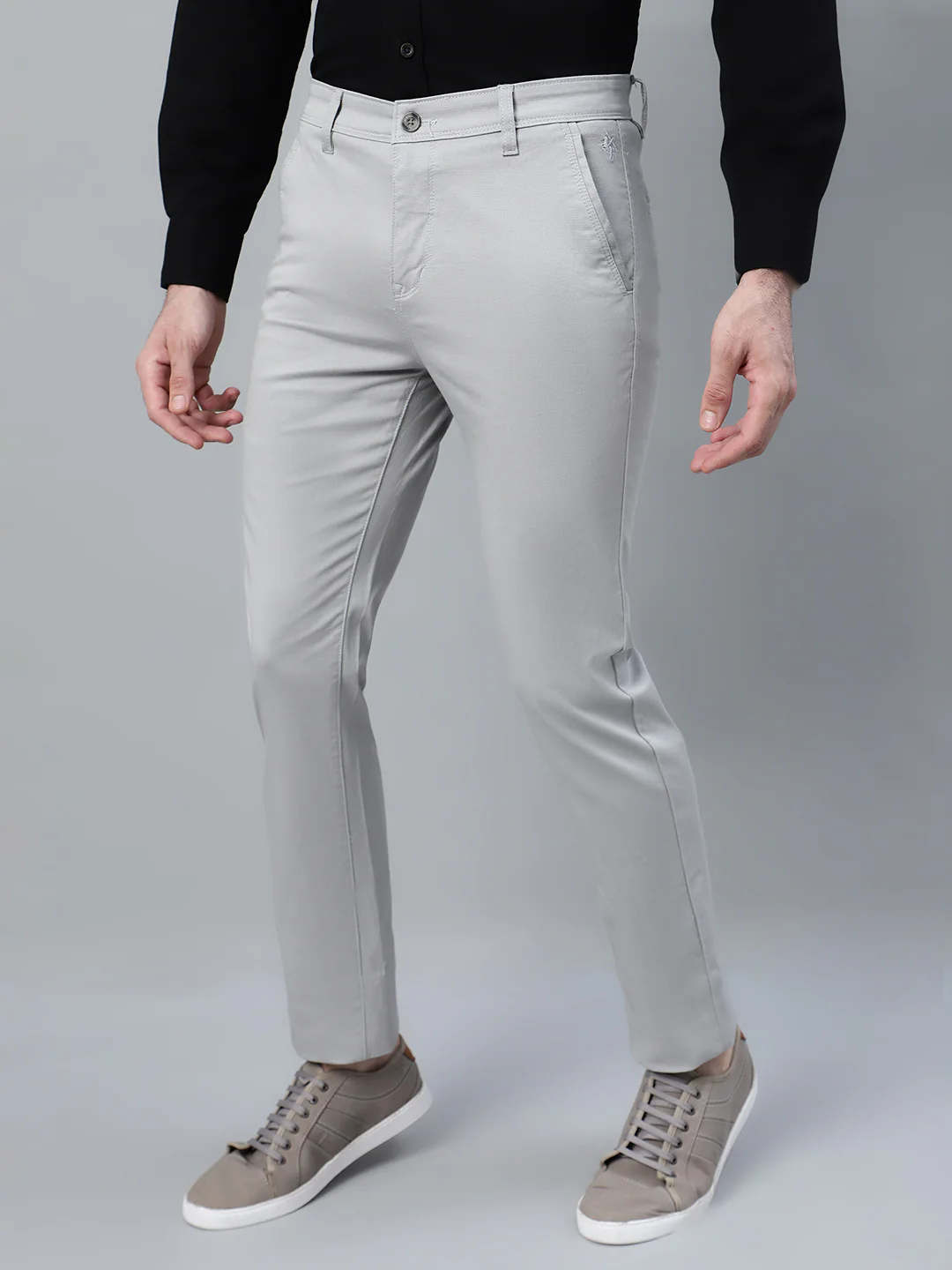 Casual Trouser for Men | Breathable & Soft with Color Fastness Regular Fit Cotton Blend Fabric Solid Pattern Button Closure - Image 3