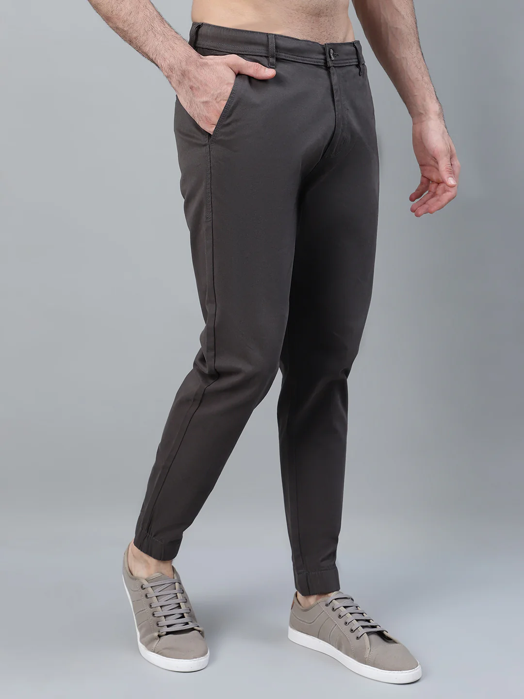 Men's Grey Solid Casual Jogger - Image 4