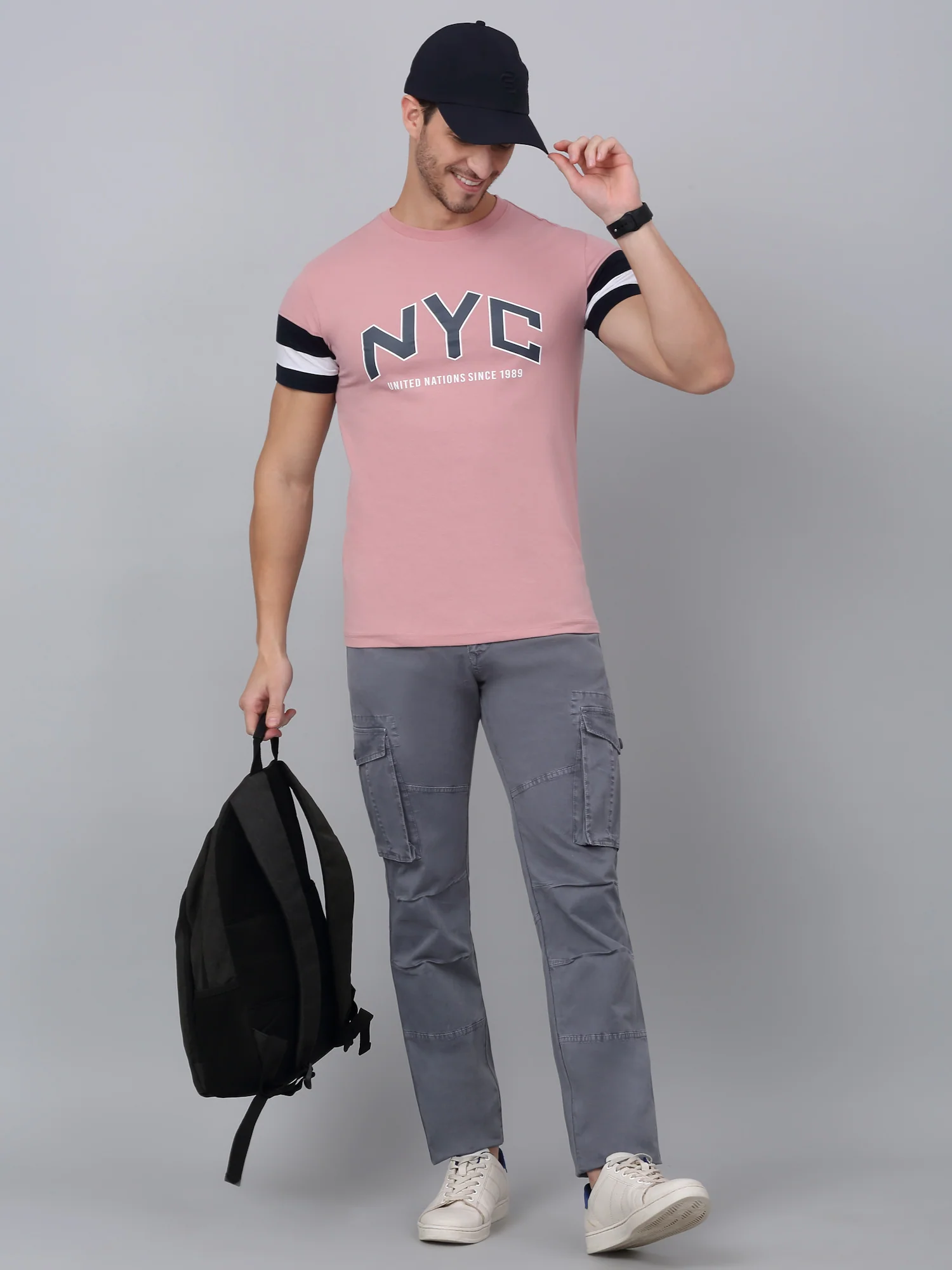 Men's Grey Solid Full Length Stretchable Cargo - Image 6