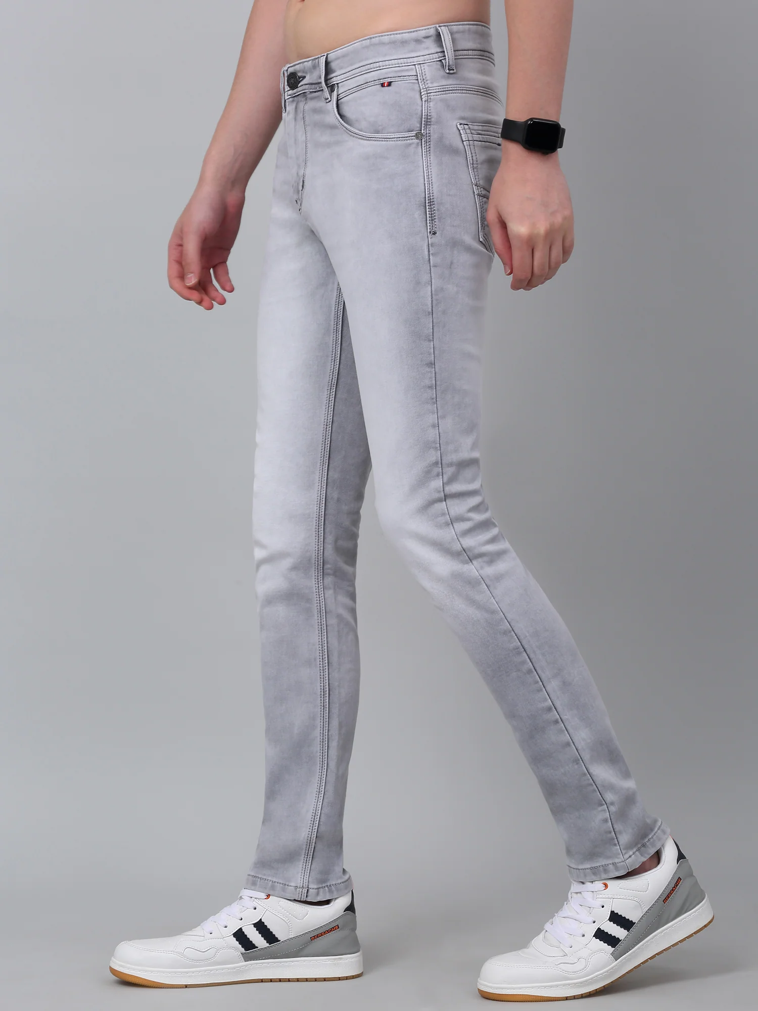 Denim Jeans for Men l Breathable & Soft with Color Fastness Ultra Narrow Fit Cotton Fabric Solid Pattern Button Closure - Image 3