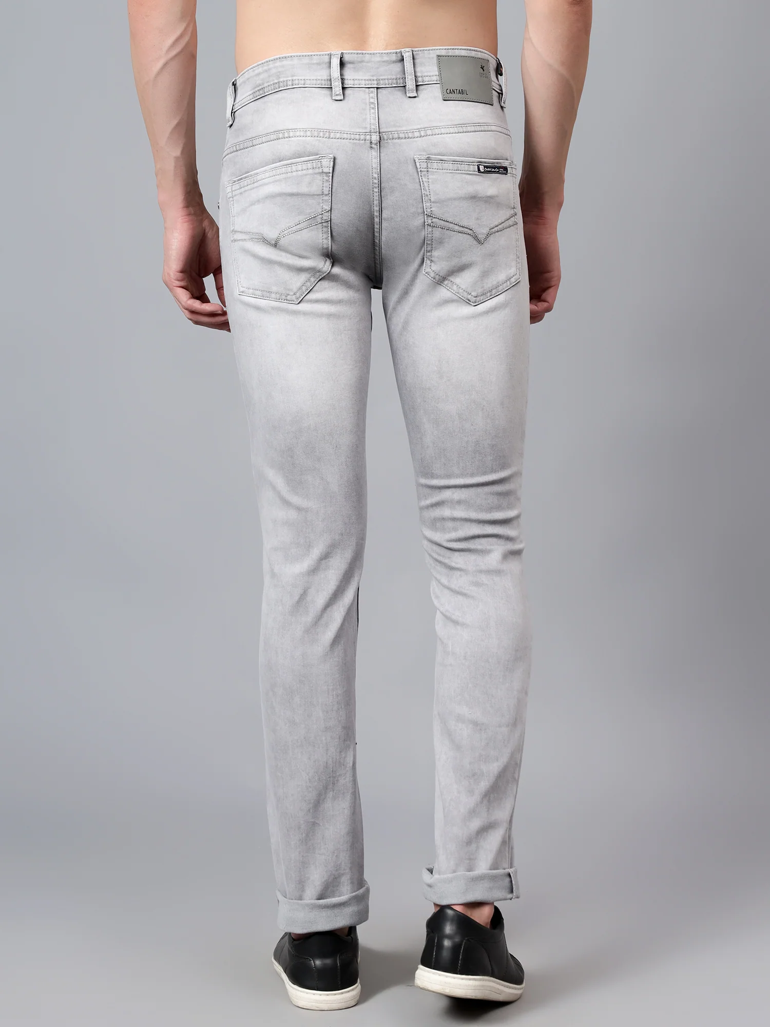 Denim Jeans for Men l Breathable & Soft with Color Fastness Ultra Narrow Fit Cotton Fabric Solid Pattern Button Closure - Image 2