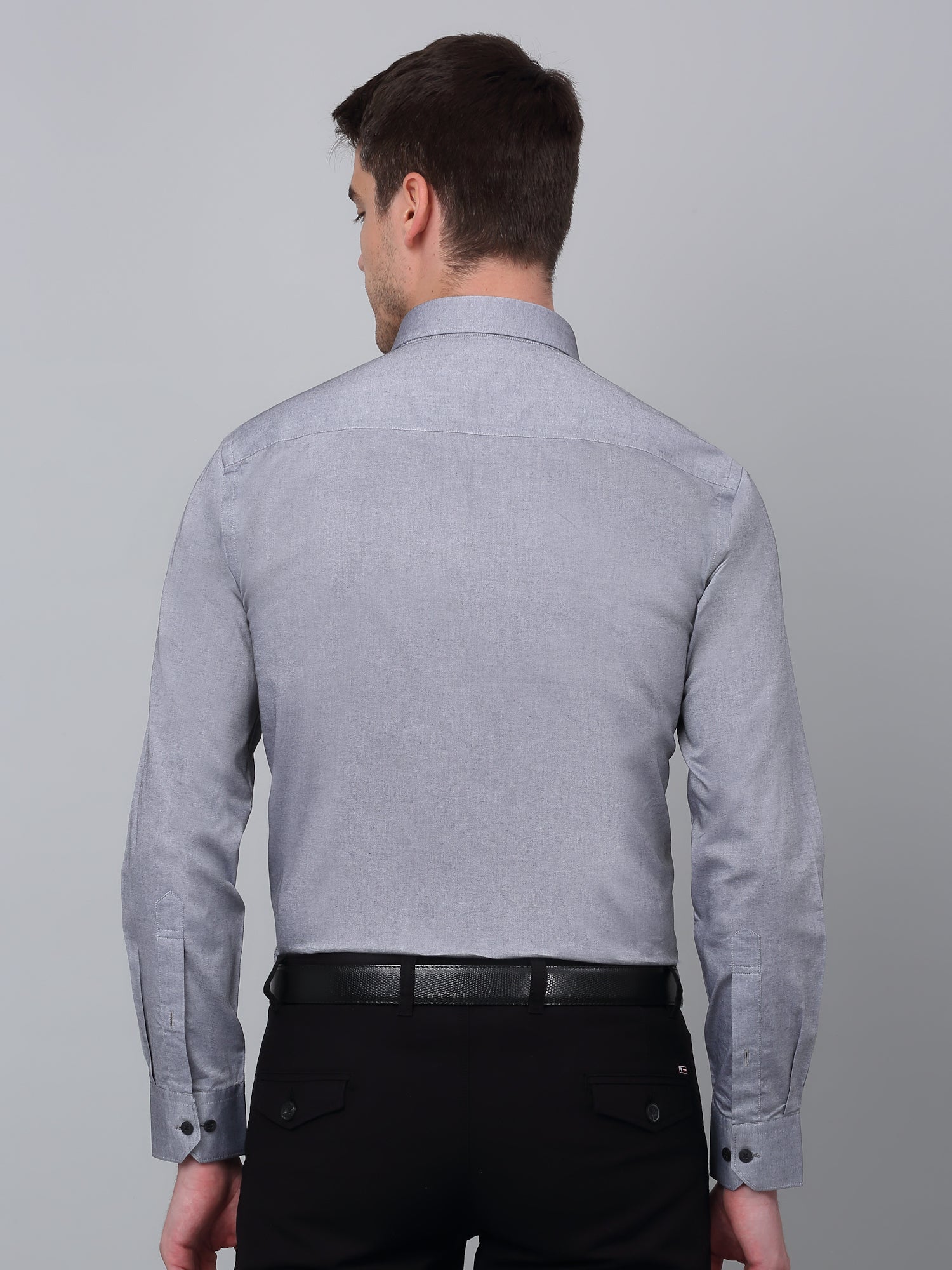 Men's Grey  Formal Plain Full Sleeve Shirt - Image 2