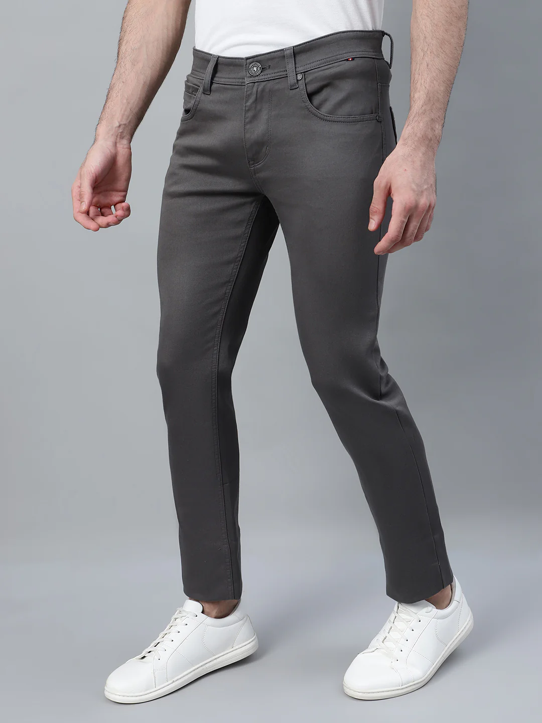 Casual Trouser for Men | Breathable & Soft with Color Fastness Regular Fit Cotton Blend Fabric Solid Pattern Button Closure - Image 3