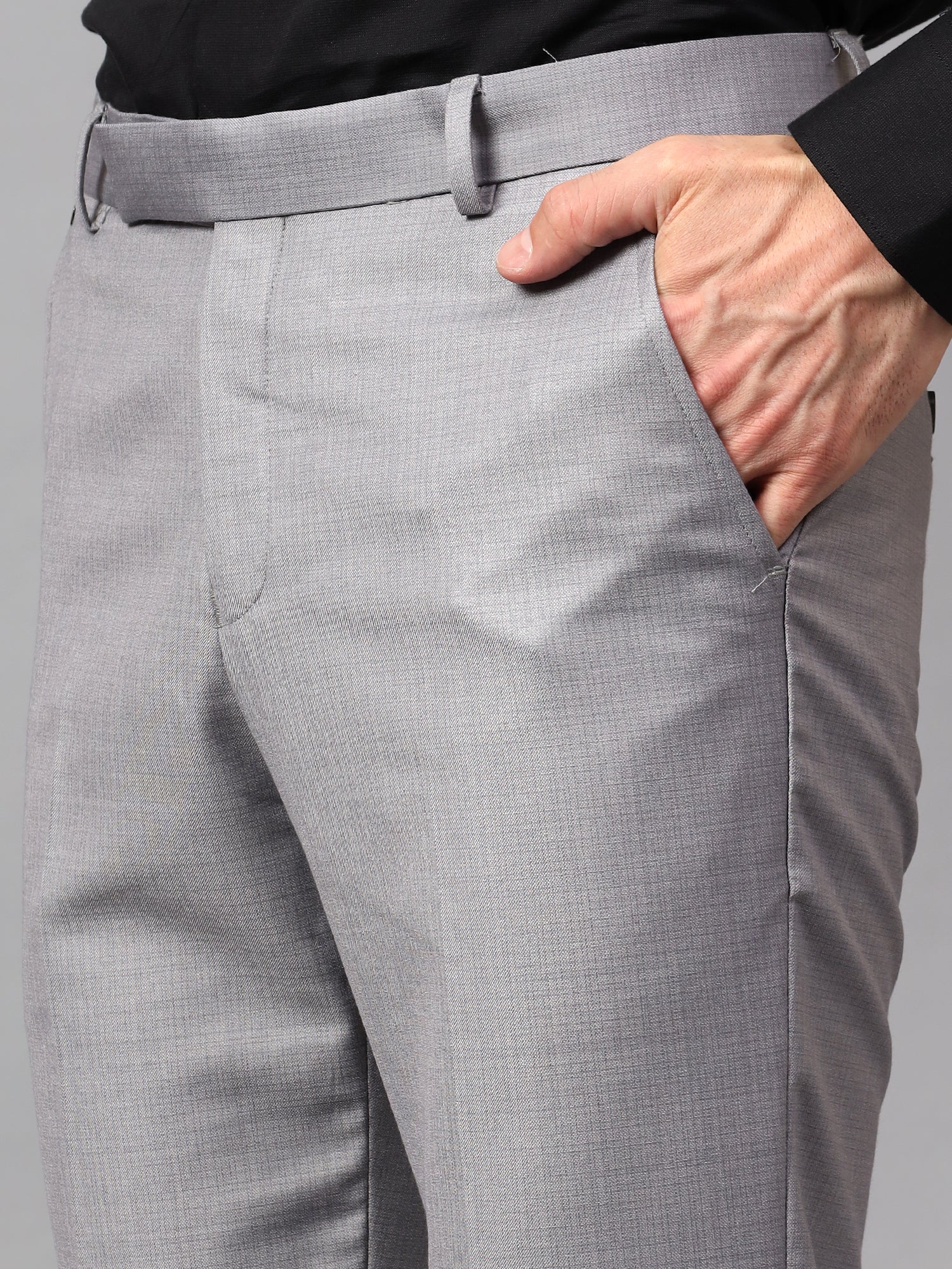 Formal Trouser for Men | Breathable & Soft with Color Fastness Regular Fit Terry Rayon Fabric Self Design Pattern Hook & Eye Closure - Image 5