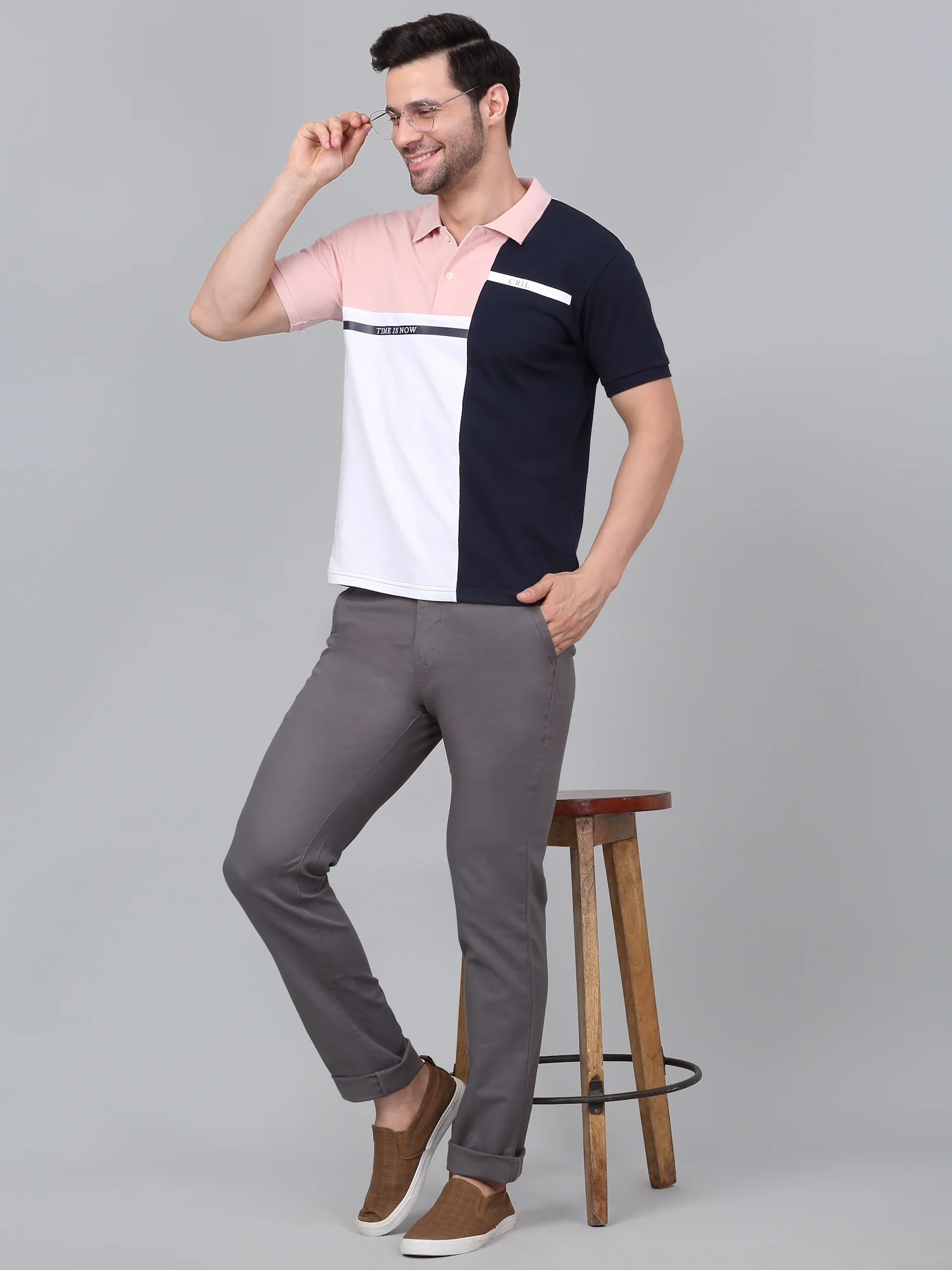 Men's Grey Solid Non-Pleated Stretchable Casual Trouser - Image 6