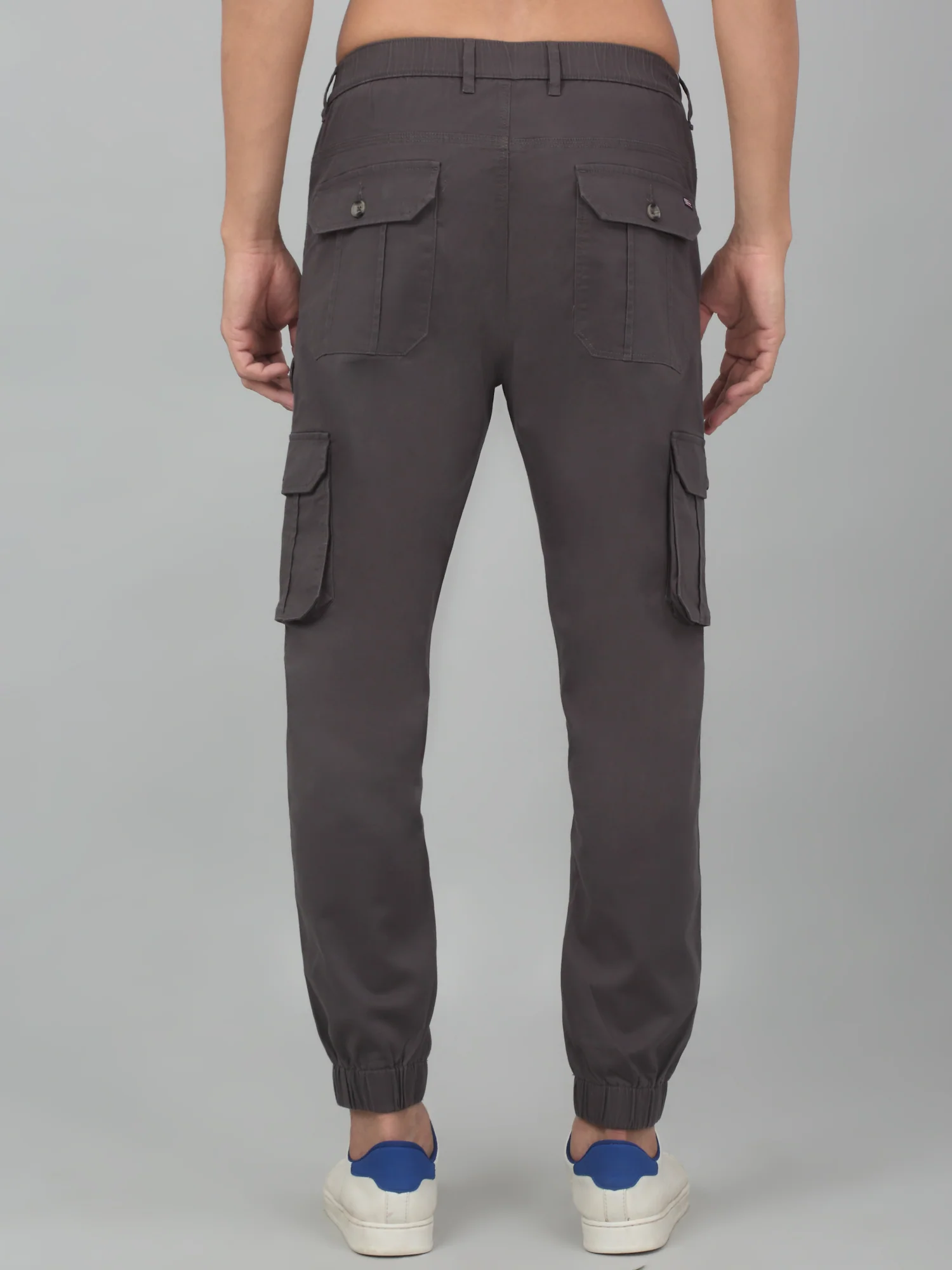 Men's Grey Solid Stretchable Cargo - Image 2