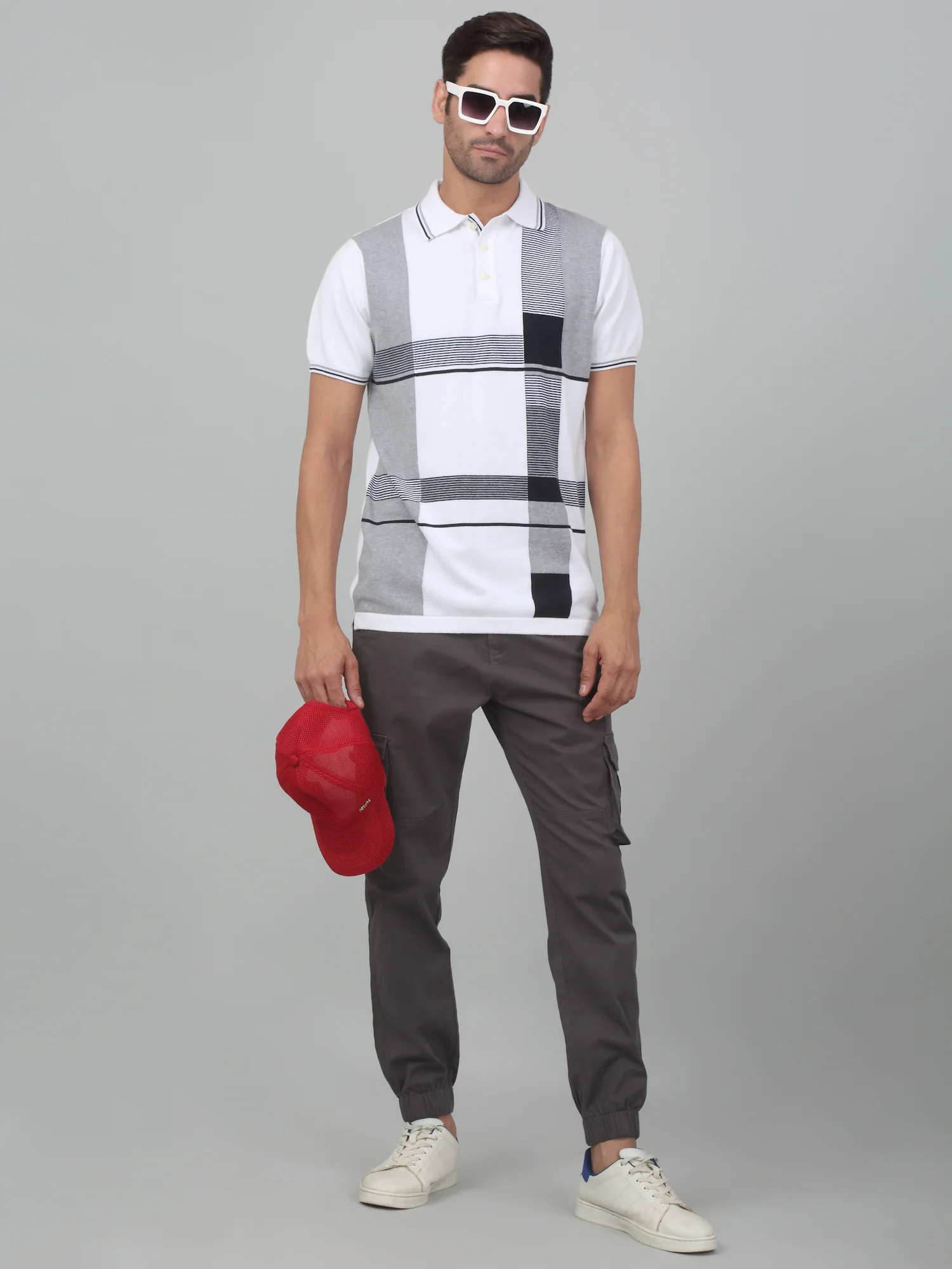 Men's Grey Solid Stretchable Cargo - Image 6