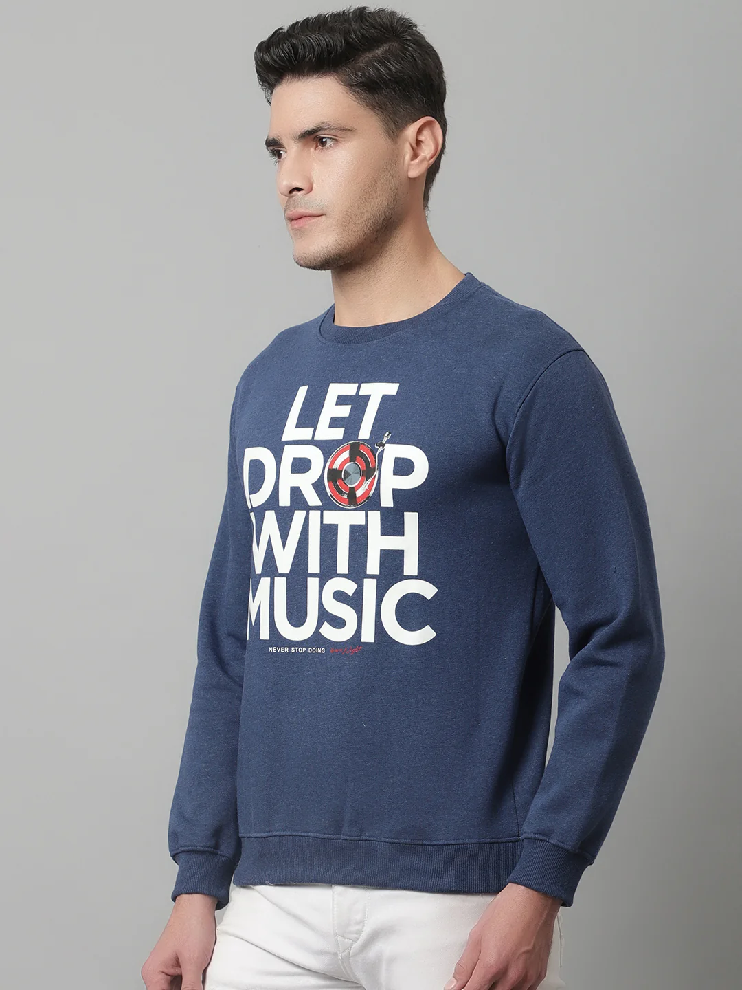 Mens Indigo Melange Sweatshirt - Image 3