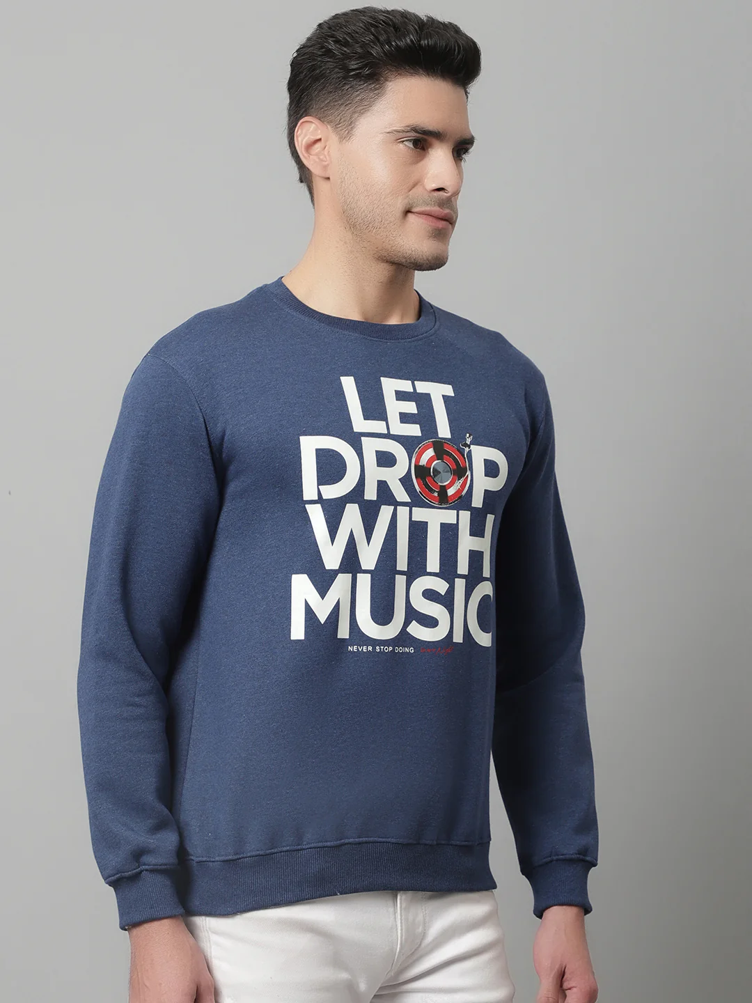 Mens Indigo Melange Sweatshirt - Image 4