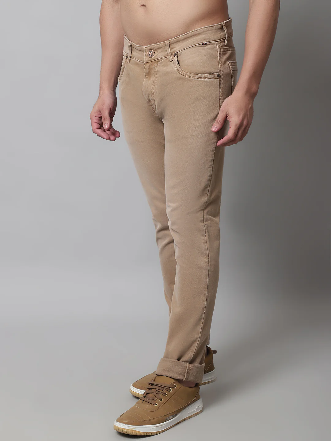 Denim Jeans for Men l Breathable & Soft with Color Fastness Ultra Narrow Fit Cotton Fabric Solid Pattern Button Closure - Image 3