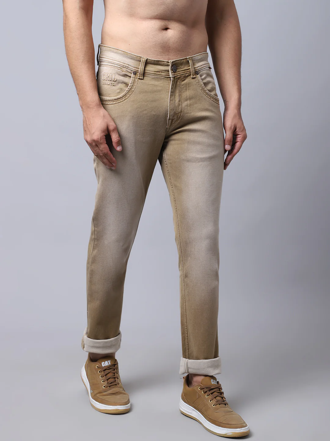 Denim Jeans for Men l Breathable & Soft with Color Fastness Ultra Narrow Fit Cotton Fabric Solid Pattern Button Closure - Image 4
