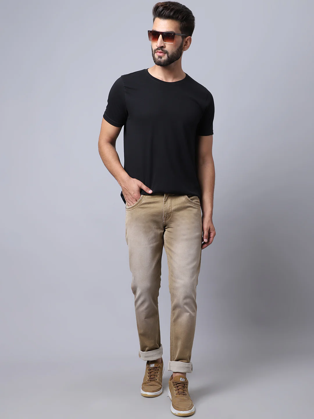 Denim Jeans for Men l Breathable & Soft with Color Fastness Ultra Narrow Fit Cotton Fabric Solid Pattern Button Closure - Image 5