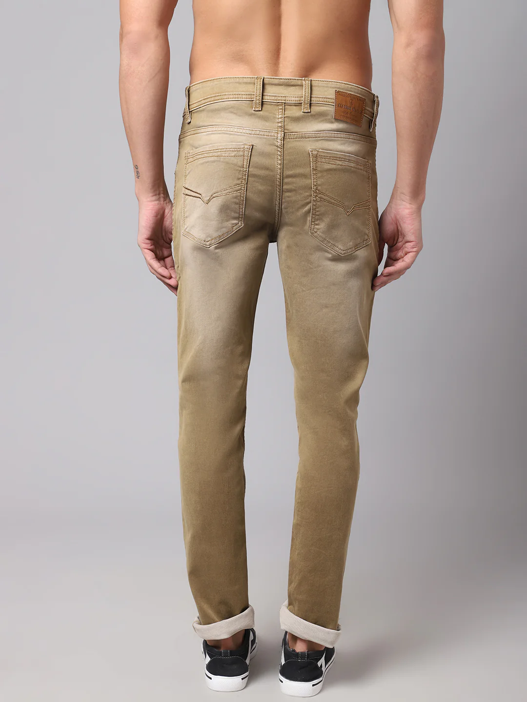 Denim Jeans for Men l Breathable & Soft with Color Fastness Ultra Narrow Fit Cotton Fabric Solid Pattern Button Closure - Image 2