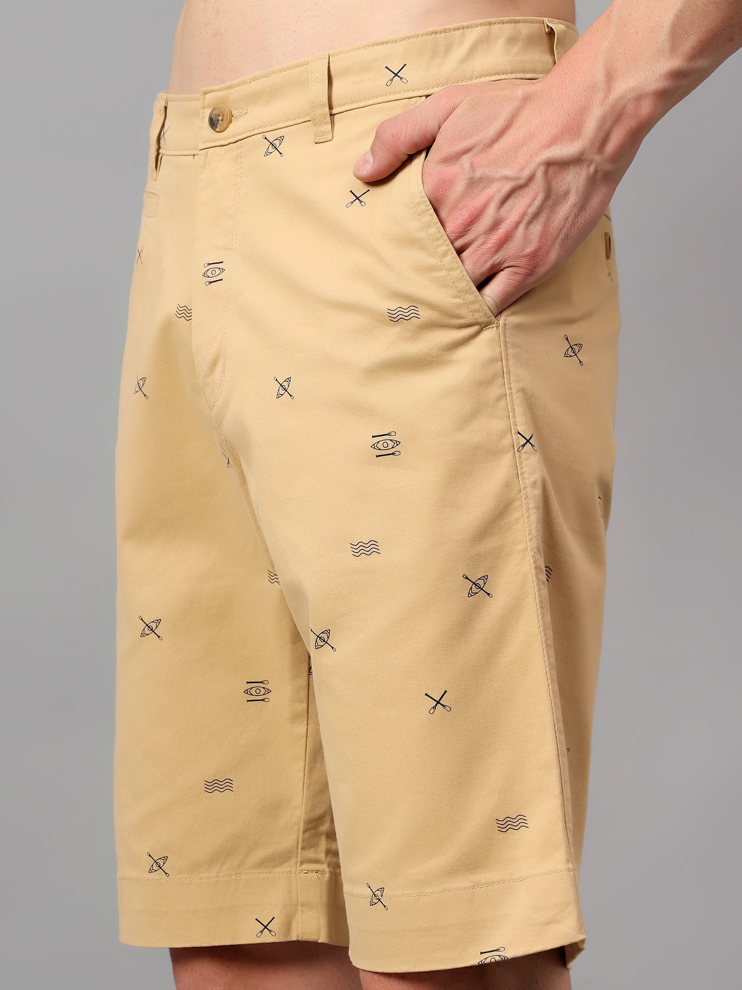 Men's Khaki Printed Above Knee Bermuda - Image 5