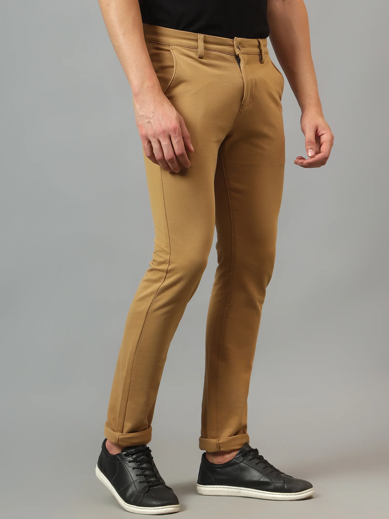 Men's Casual Flat front Khaki  Trousers - Image 3