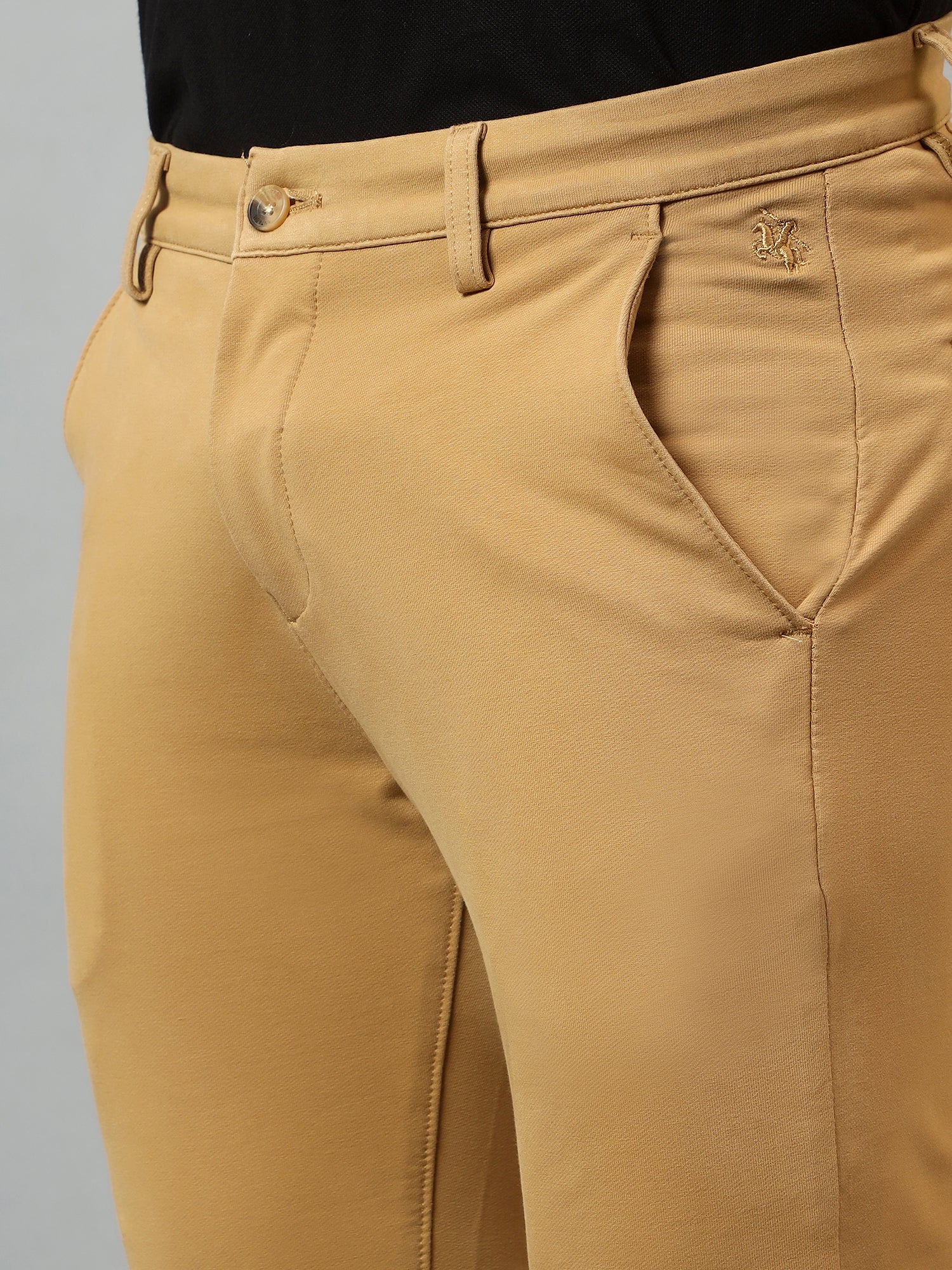 Men's Casual Flat front Khaki  Trousers - Image 5