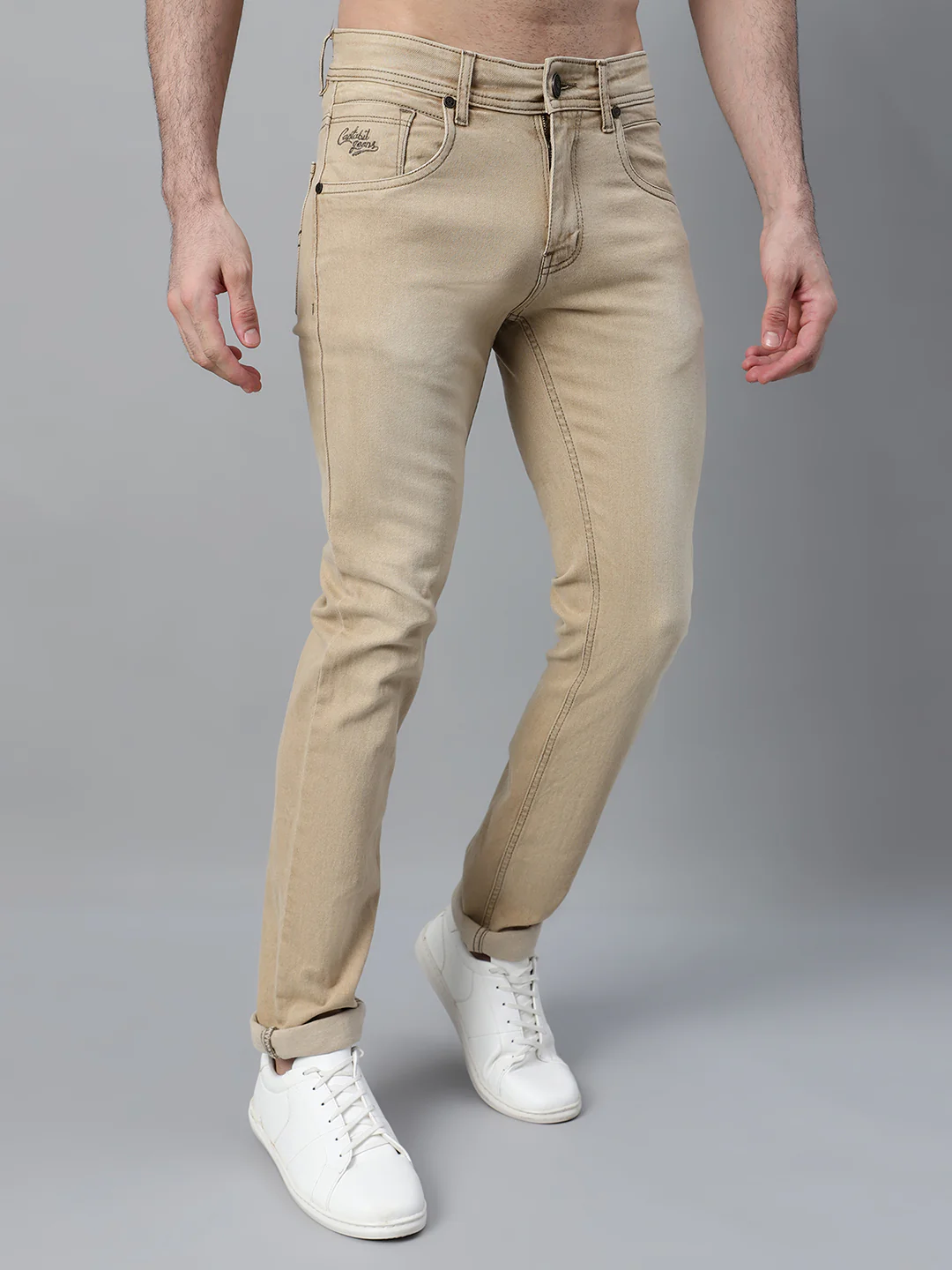 Denim Jeans for Men l Breathable & Soft with Color Fastness Ultra Narrow Fit Cotton Fabric Solid Pattern Button Closure - Image 4