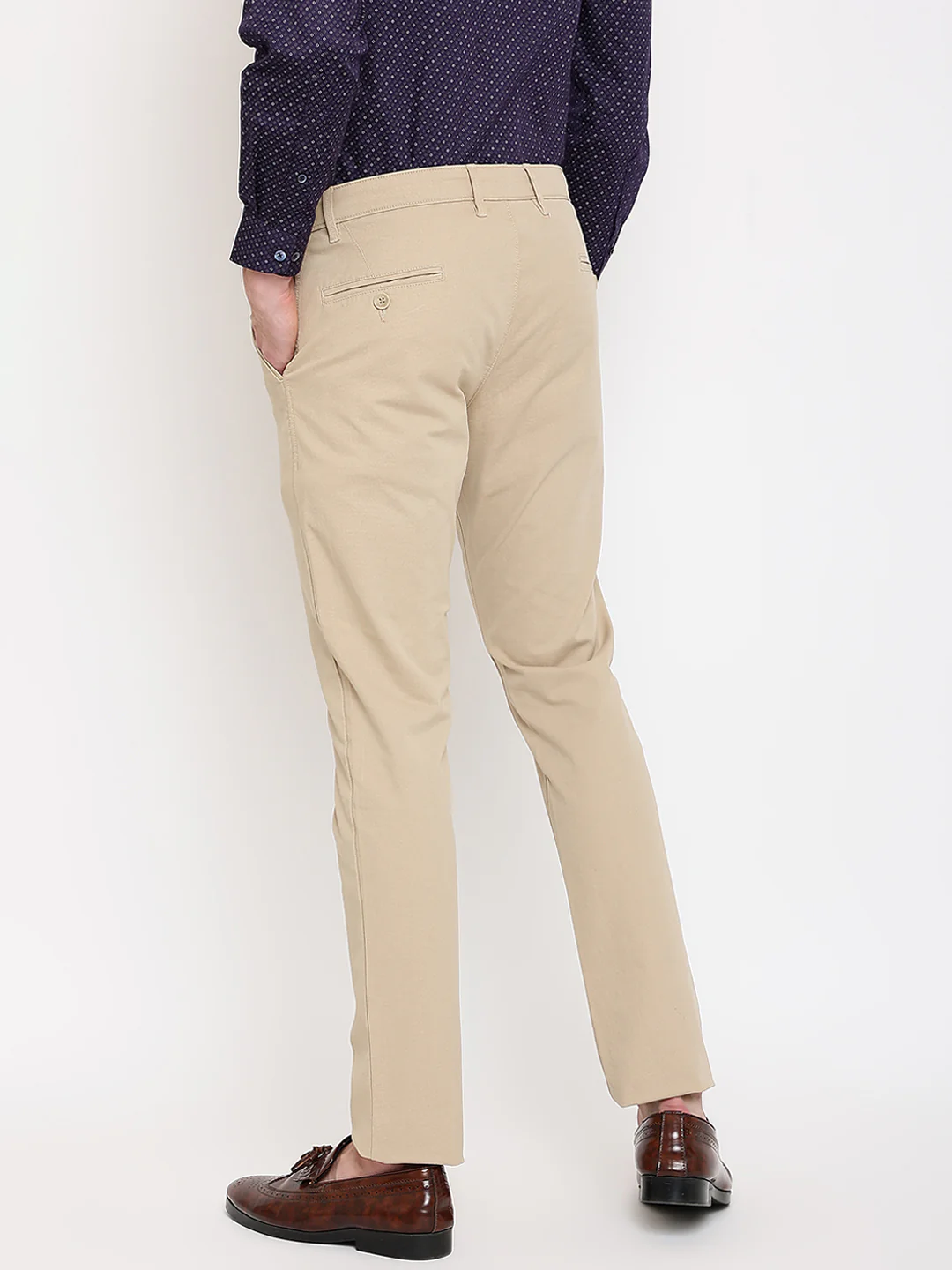 Men's Casual Flat front Khaki  Trousers - Image 4