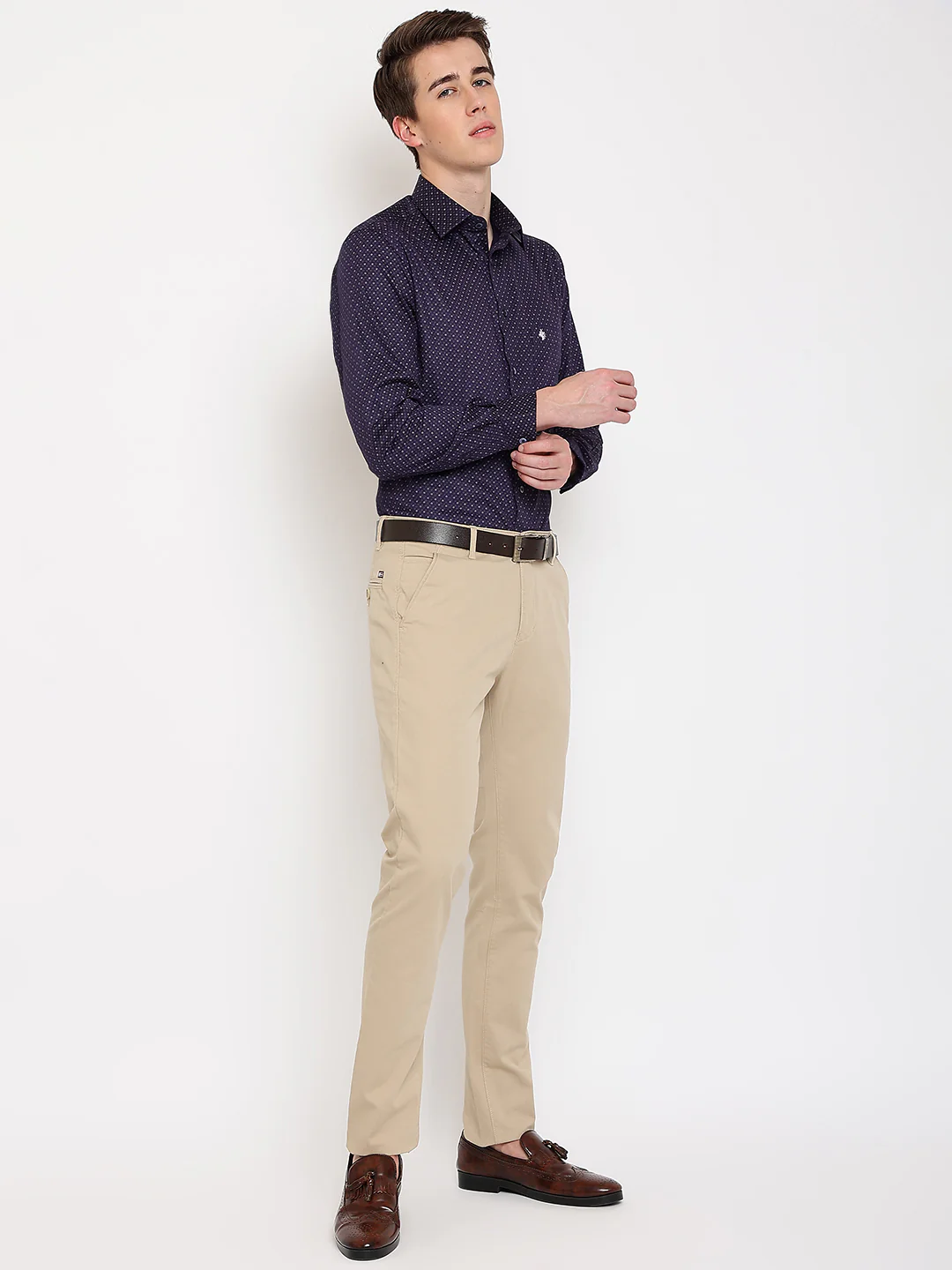 Men's Casual Flat front Khaki  Trousers - Image 5