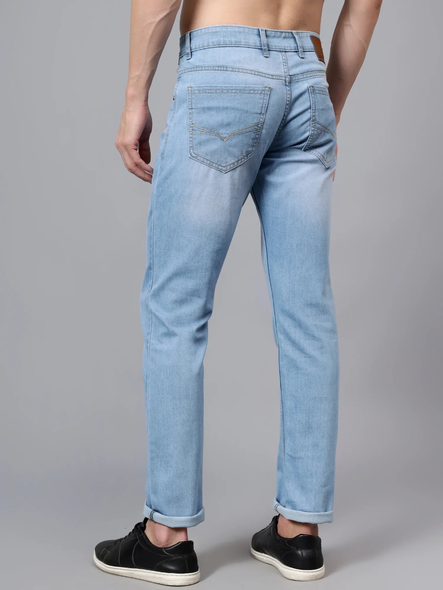 Denim Jeans for Men l Breathable & Soft with Color Fastness Ultra Narrow Fit Cotton Fabric Solid Pattern Button Closure - Image 2