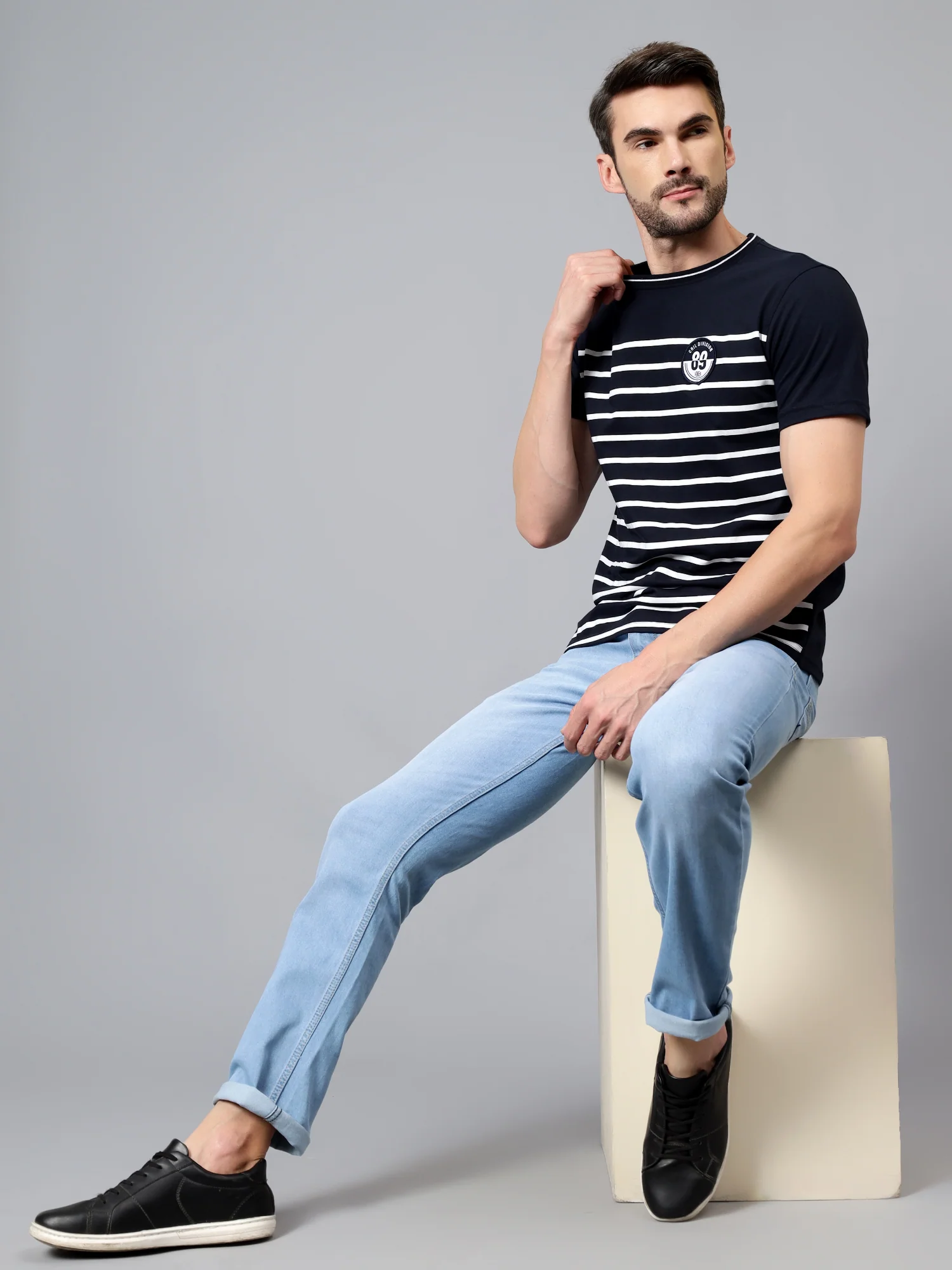 Denim Jeans for Men l Breathable & Soft with Color Fastness Ultra Narrow Fit Cotton Fabric Solid Pattern Button Closure - Image 6