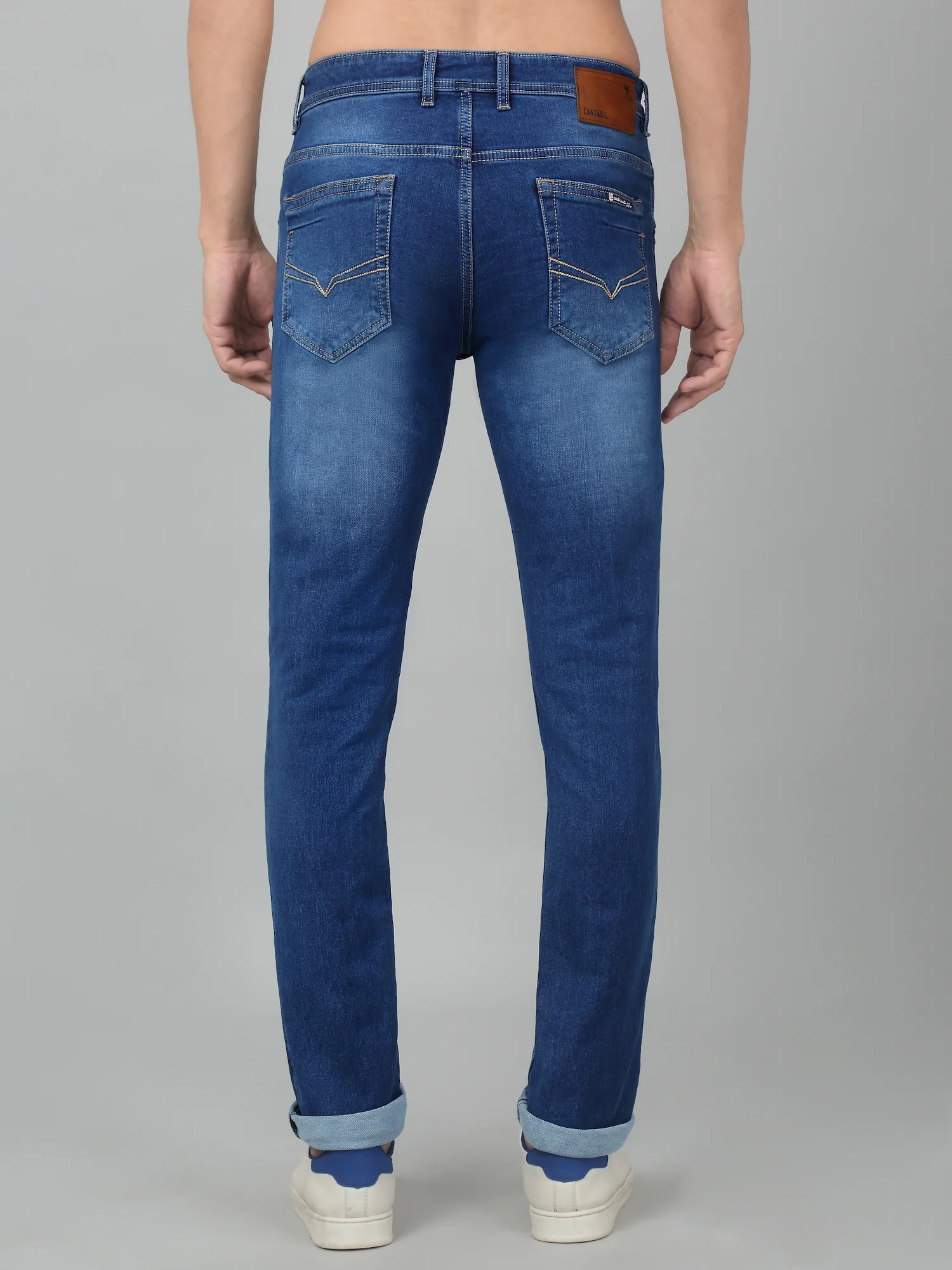 Denim Jeans for Men l Breathable & Soft with Color Fastness Ultra Narrow Fit Cotton Fabric Solid Pattern Button Closure - Image 2