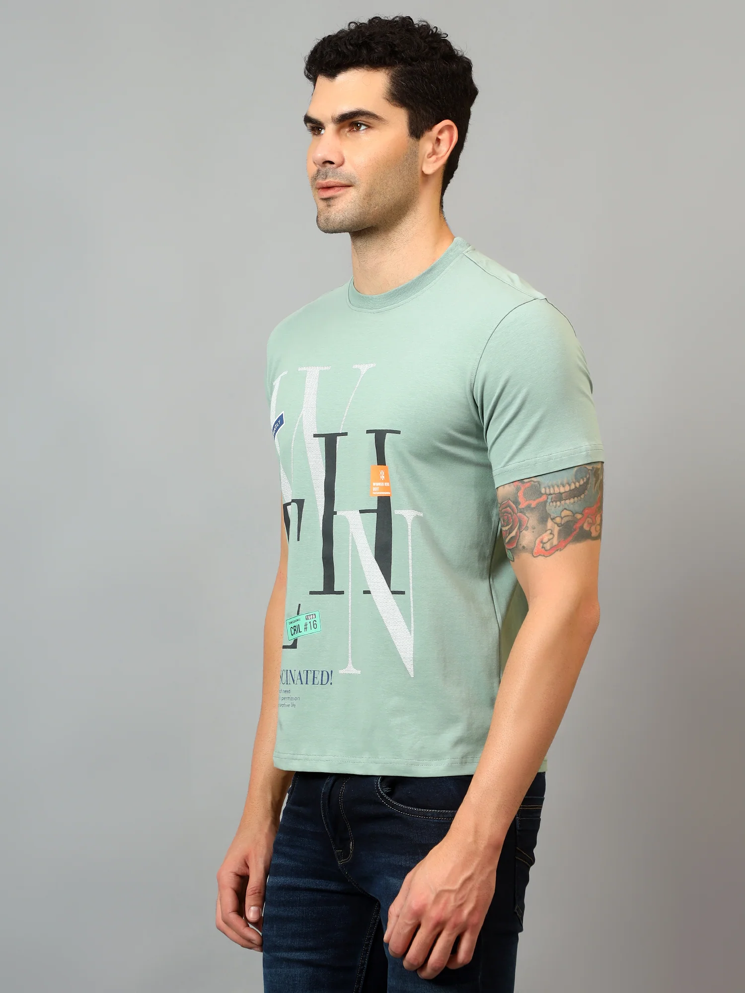 T-Shirt for Men | Breathable & Soft with Color Fastness Regular Fit Round Neck Cotton Blend Fabric Printed Pattern - Image 4