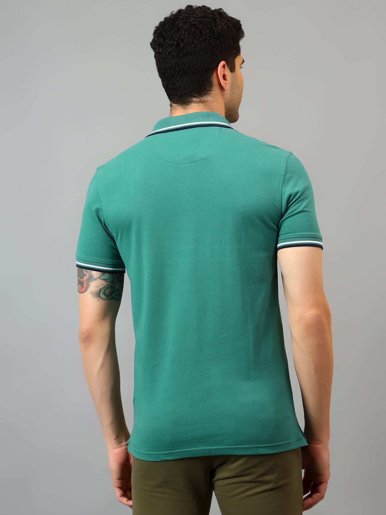 T-Shirt for Men | Breathable & Soft with Color Fastness Regular Fit Polo Neck Poly Cotton Fabric Solid Pattern - Image 2
