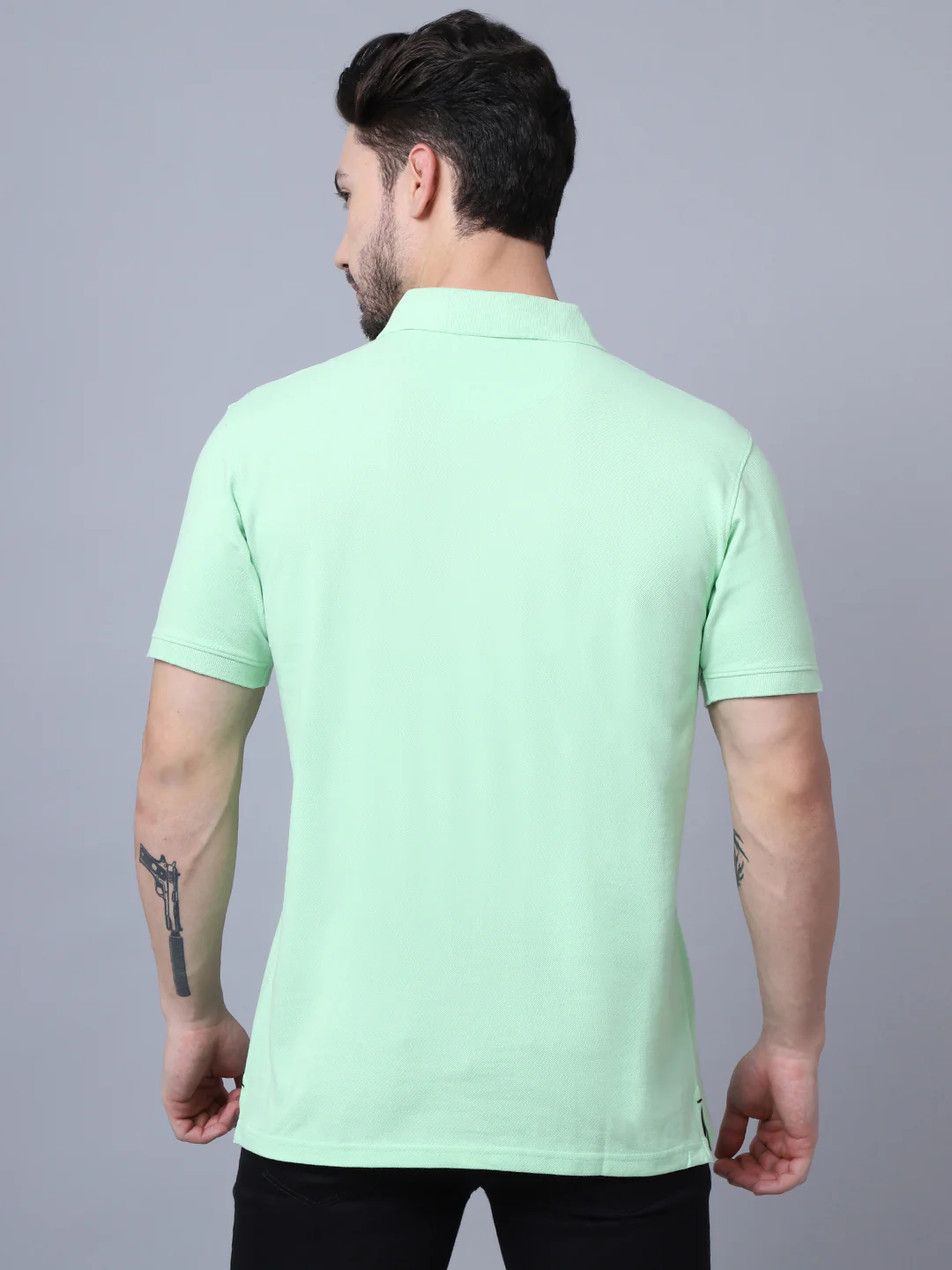 T-Shirt for Men | Breathable & Soft with Color Fastness Regular Fit Polo Neck Poly Cotton Fabric Solid Pattern - Image 2