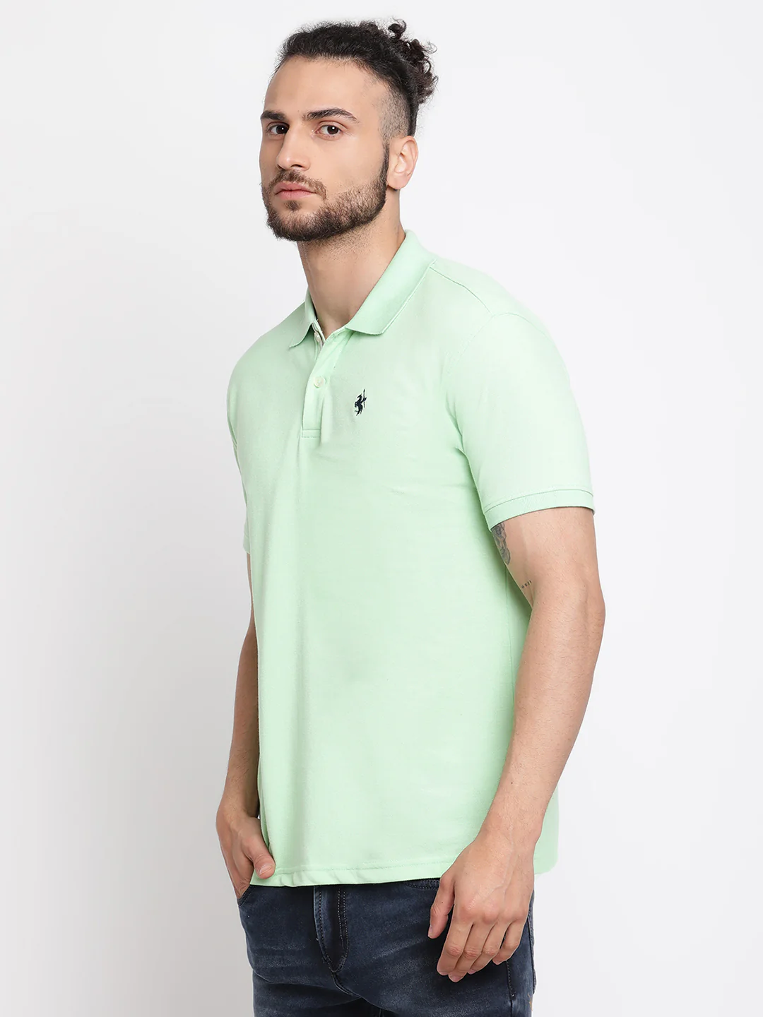 T-Shirt for Men | Breathable & Soft with Color Fastness Regular Fit Polo Neck Poly Cotton Fabric Solid Pattern - Image 3