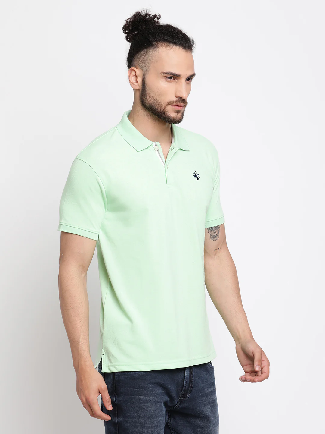 T-Shirt for Men | Breathable & Soft with Color Fastness Regular Fit Polo Neck Poly Cotton Fabric Solid Pattern - Image 4