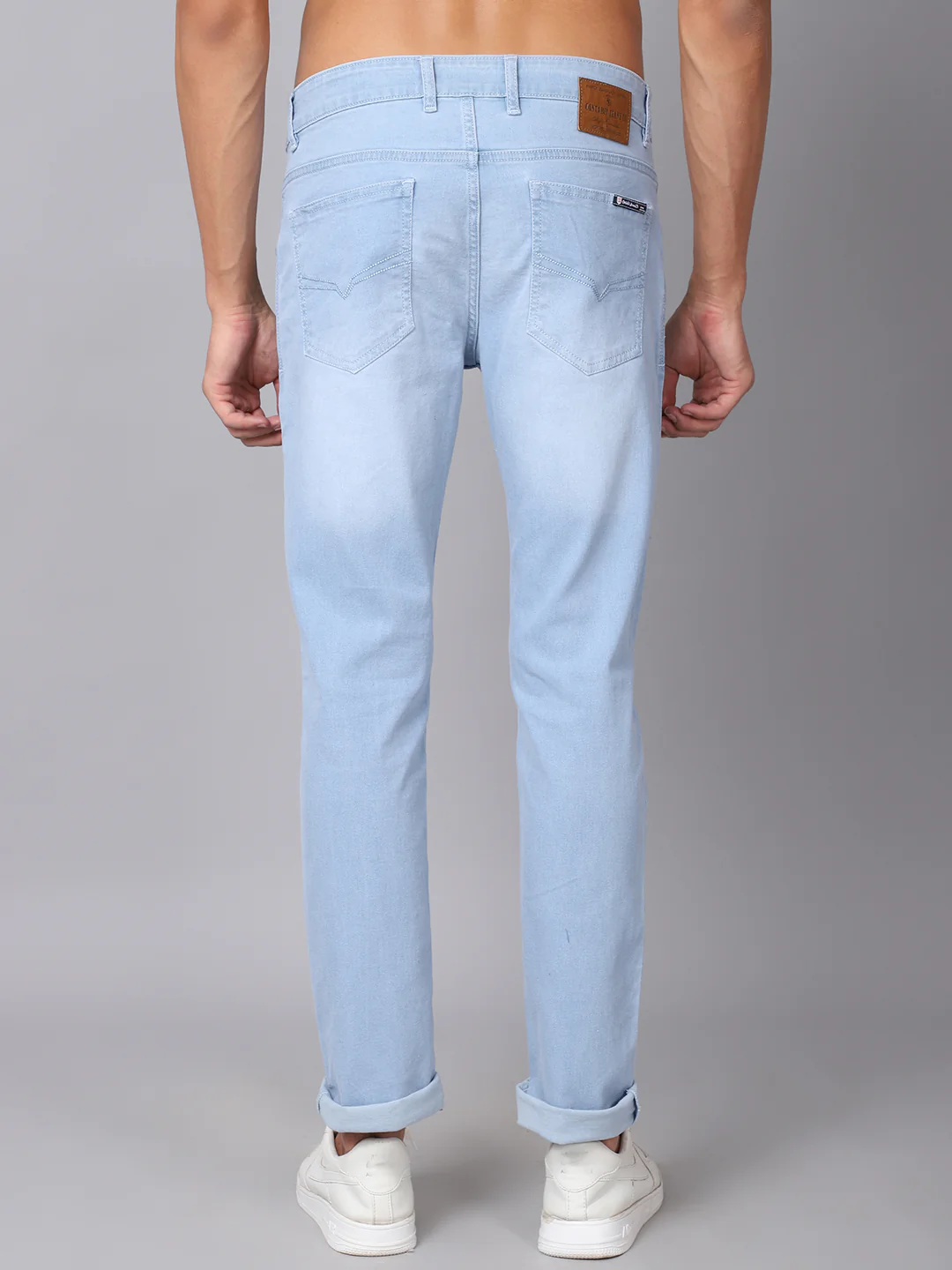 Denim Jeans for Men l Breathable & Soft with Color Fastness Ultra Narrow Fit Cotton Fabric Solid Pattern Button Closure - Image 2