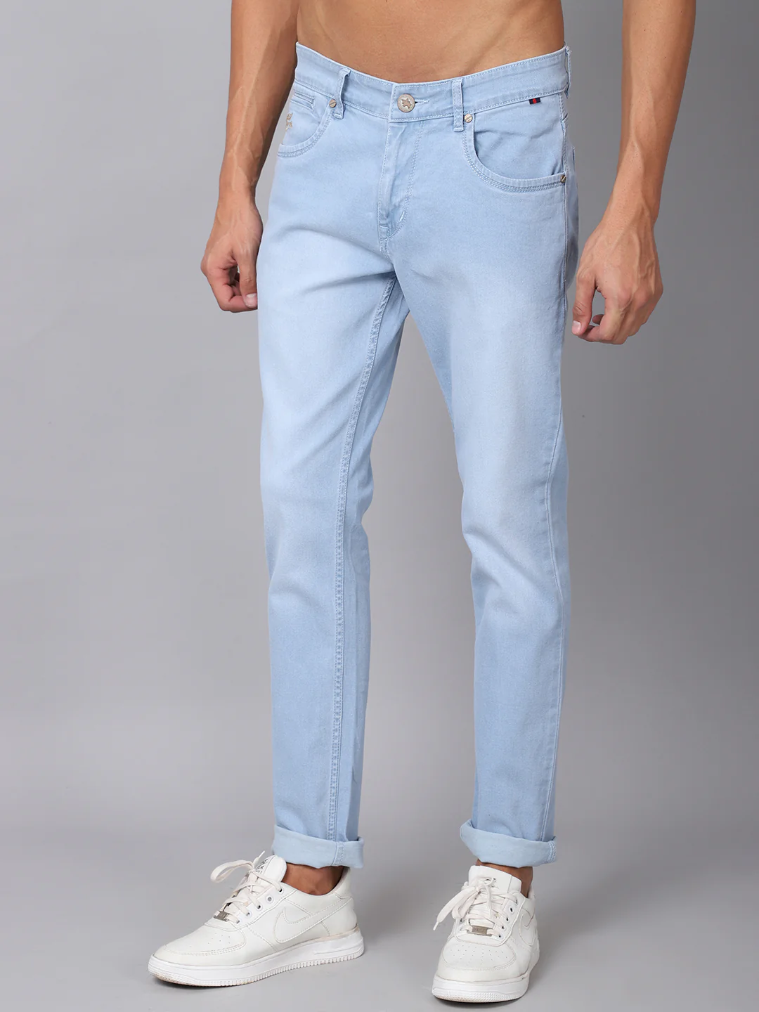 Denim Jeans for Men l Breathable & Soft with Color Fastness Ultra Narrow Fit Cotton Fabric Solid Pattern Button Closure - Image 3