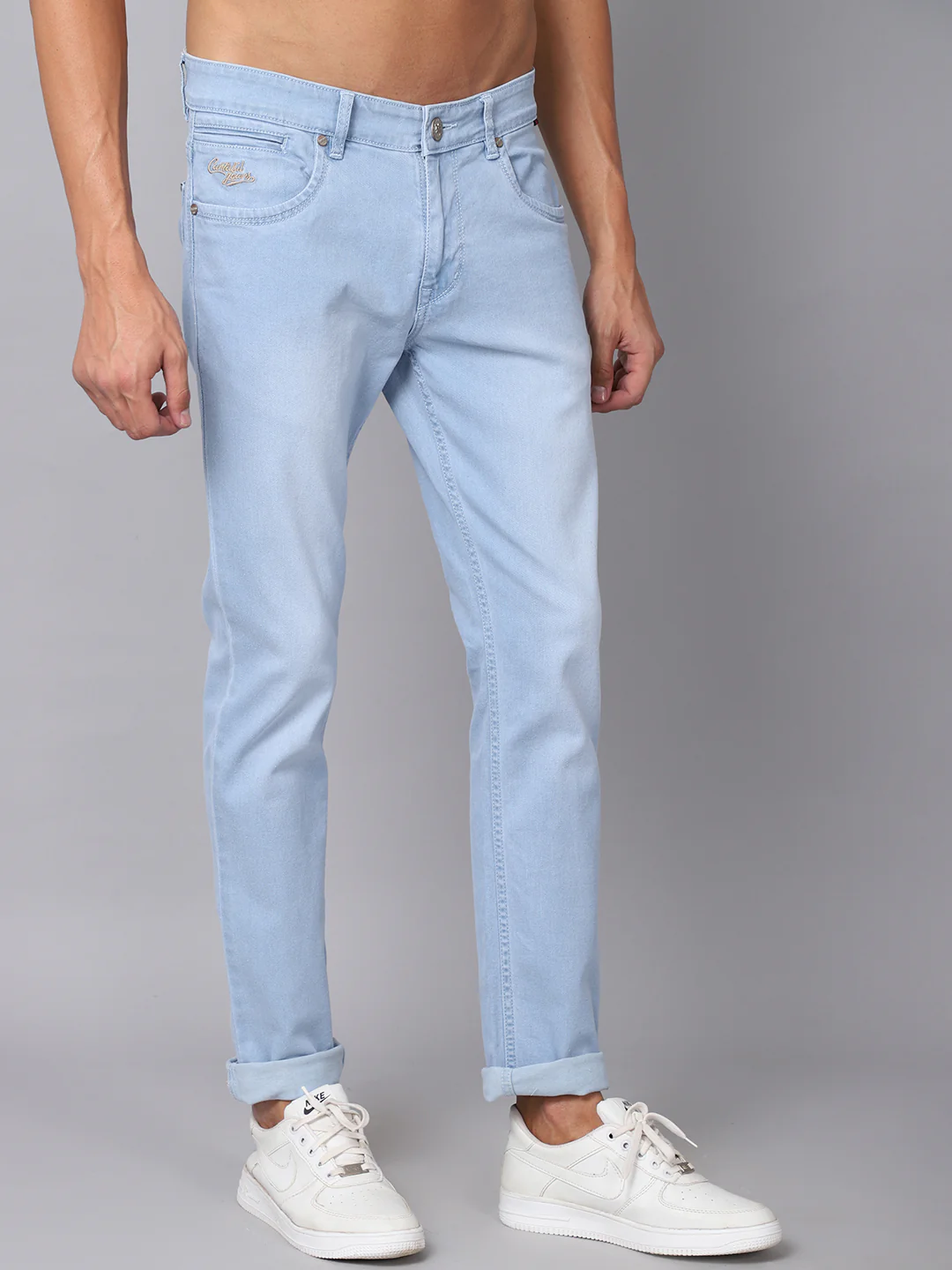 Denim Jeans for Men l Breathable & Soft with Color Fastness Ultra Narrow Fit Cotton Fabric Solid Pattern Button Closure - Image 4