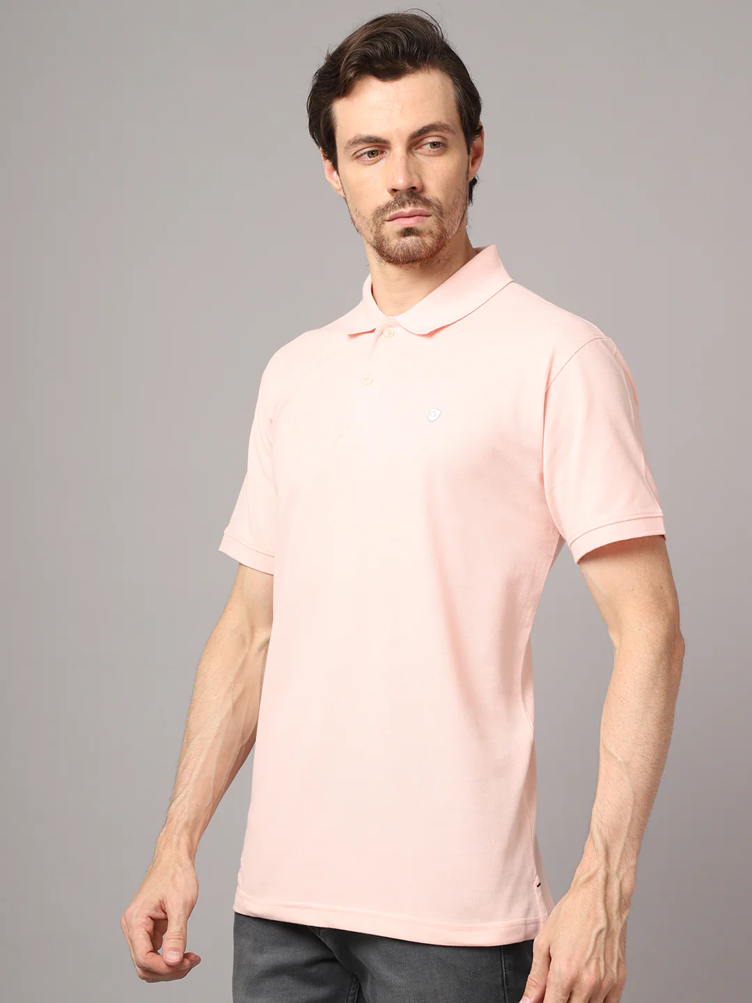 T-Shirt for Men | Breathable & Soft with Color Fastness Regular Fit Polo Neck Poly Cotton Fabric Solid Pattern - Image 2