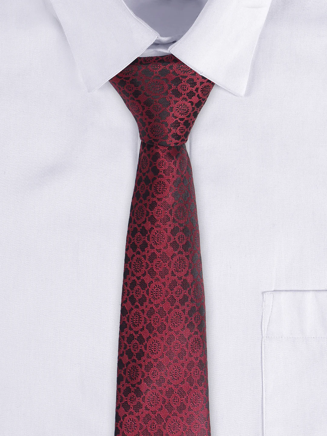 Cantabil Men's Maroon Floral Printed Broad Tie - Image 2