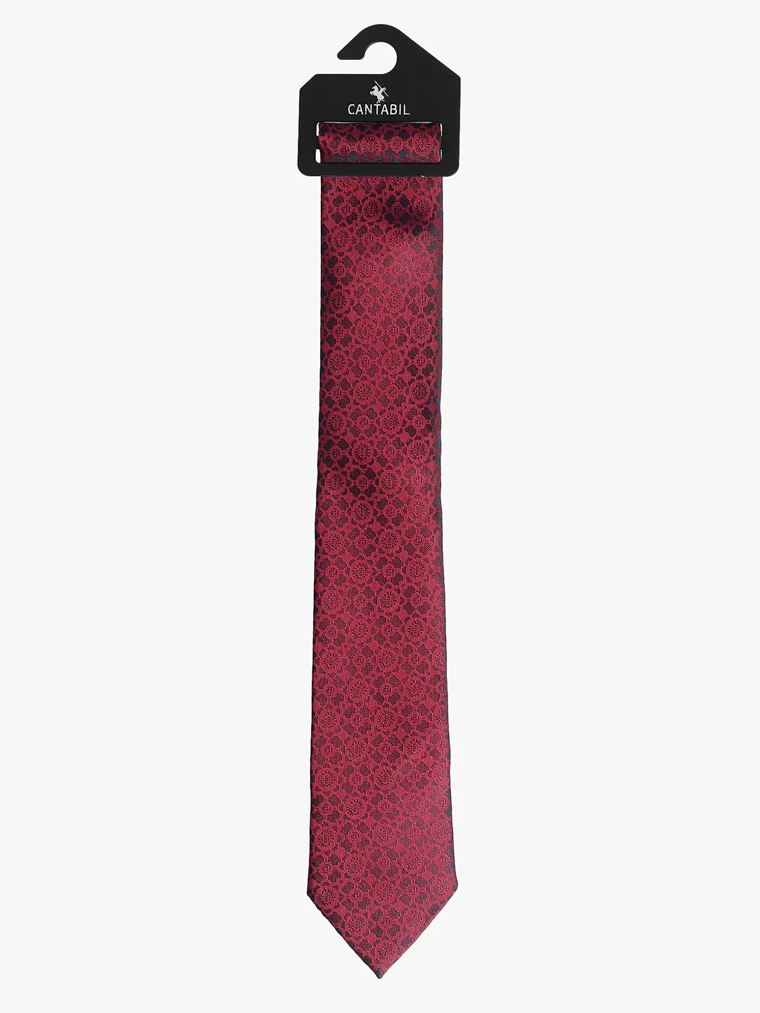 Cantabil Men's Maroon Floral Printed Broad Tie - Image 3